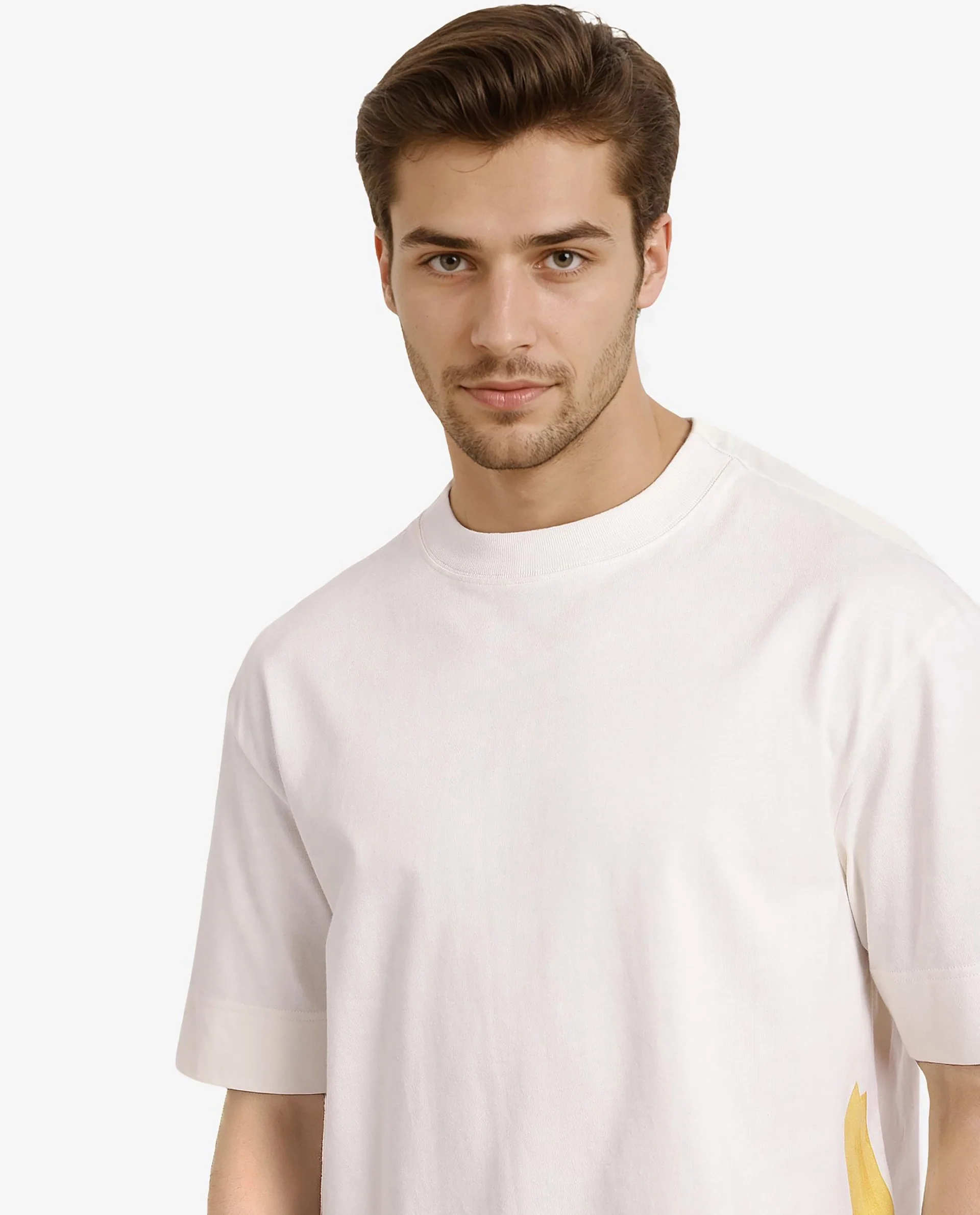 Rare Rabbit Men's Jadez Off White Cotton Graphic Print Oversized Fit Half Sleeve Crew Neck T-Shirt - Image 5