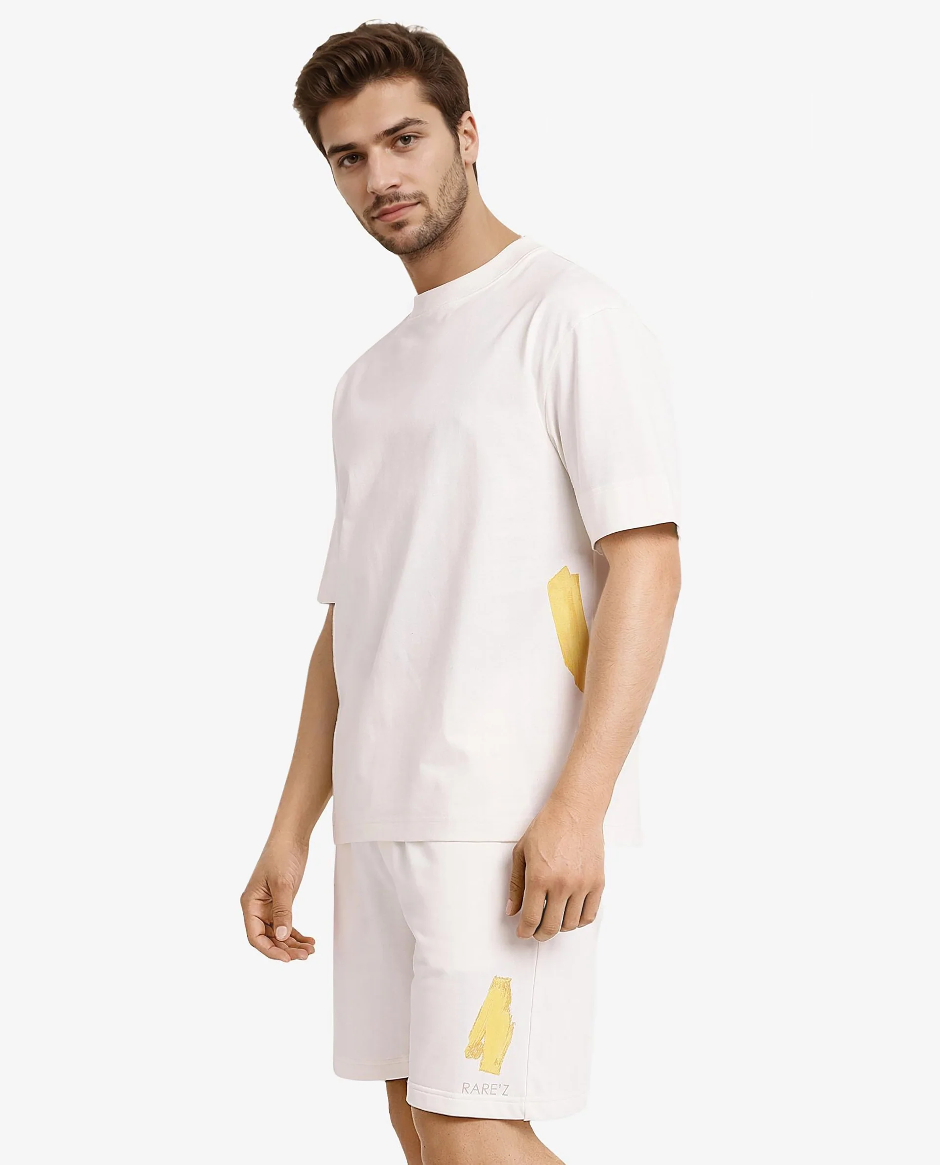 Rare Rabbit Men's Jadez Off White Cotton Graphic Print Oversized Fit Half Sleeve Crew Neck T-Shirt - Image 7