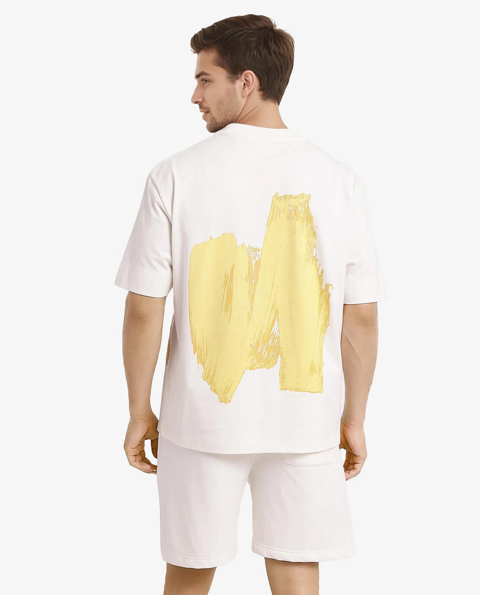 Rare Rabbit Men's Jadez Off White Cotton Graphic Print Oversized Fit Half Sleeve Crew Neck T-Shirt - Image 8