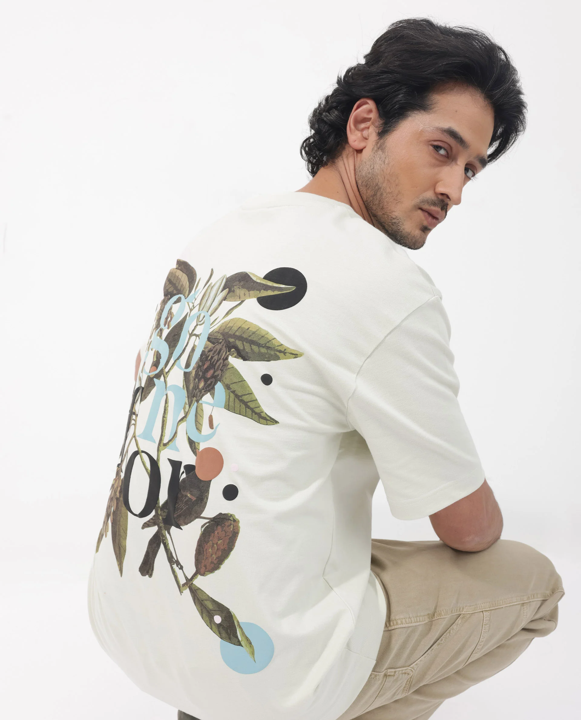 Rare Rabbit Articale Men's Jaime Pastel Green Cotton Polyester Fabric Crew Neck Oversized Fit Knit Floral Print T-Shirt - Image 9