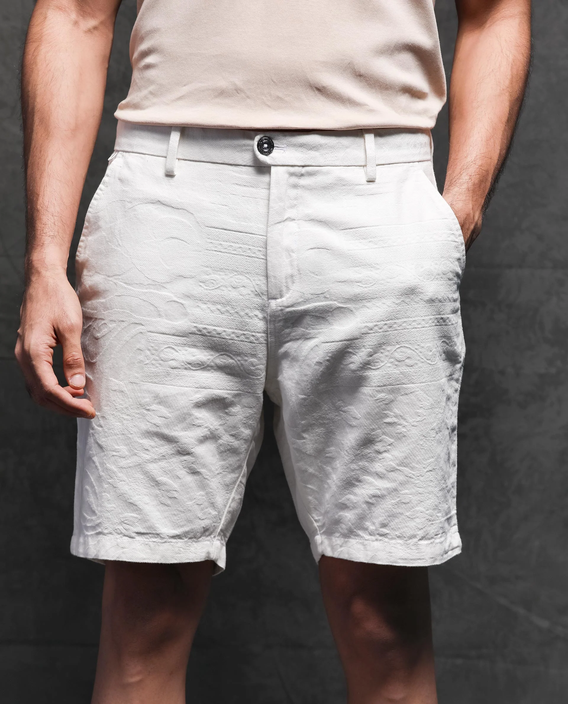 Rare Rabbit Men's Jaky White Regular Fit Shorts - Image 5