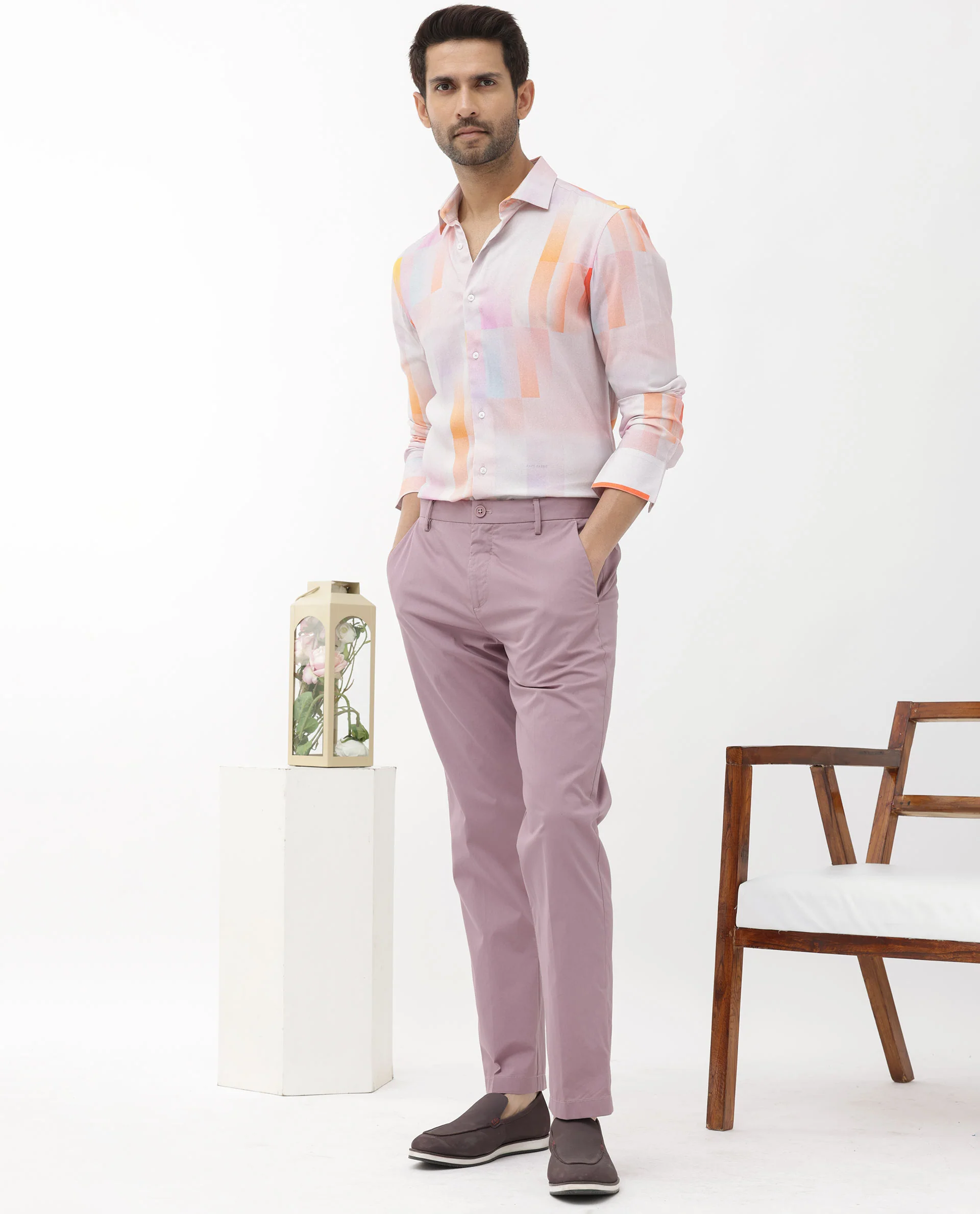 Rare Rabbit Men's Jalic Pastel Purple Viscose Abstract Print Regular Fit Full Sleeve Collared Shirt - Image 7