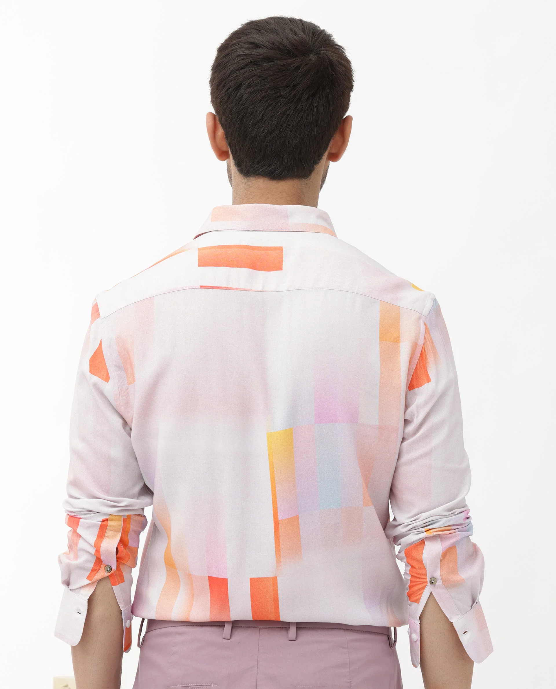 Rare Rabbit Men's Jalic Pastel Purple Viscose Abstract Print Regular Fit Full Sleeve Collared Shirt - Image 9