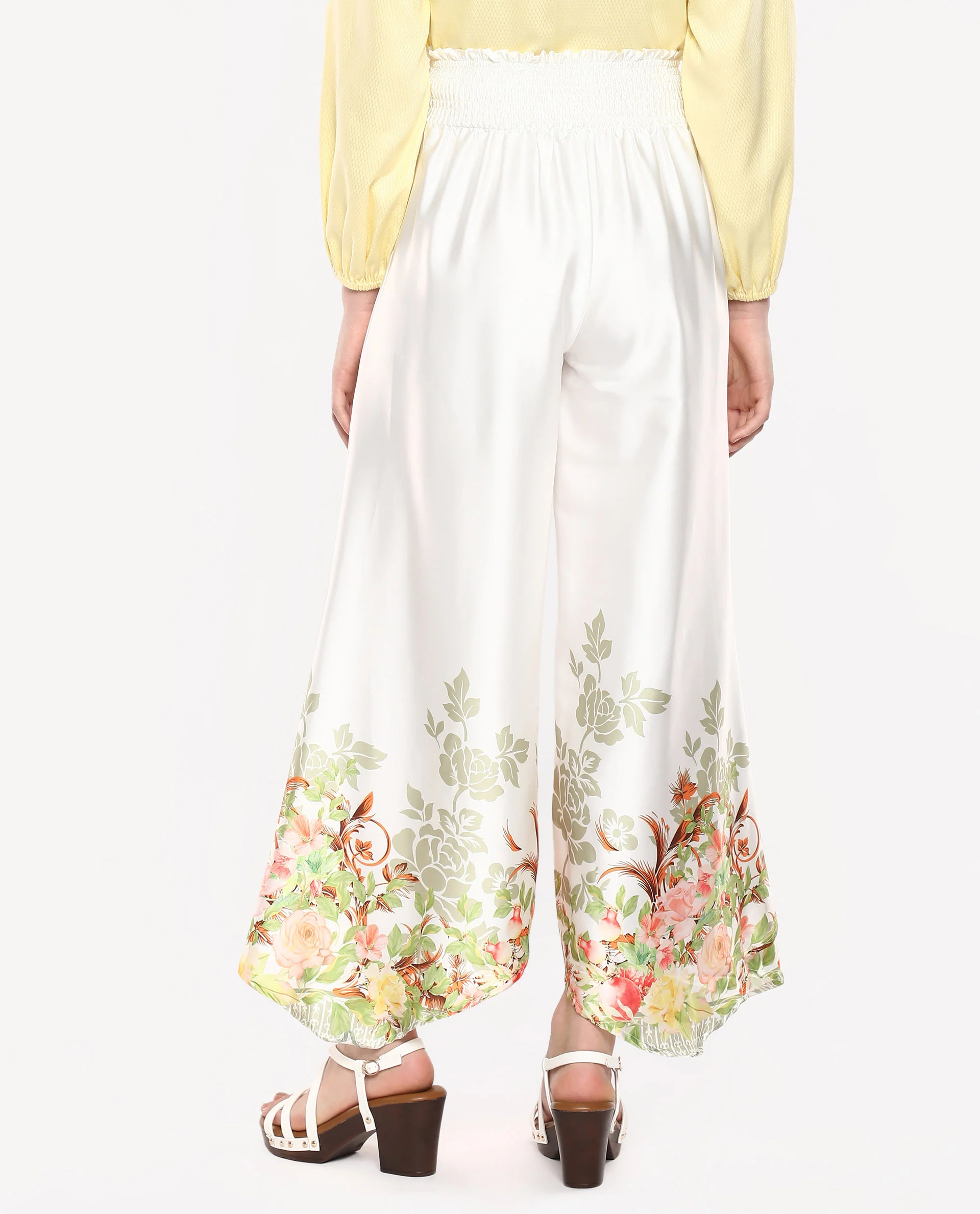 Rareism Women's Janar Multi Cotton Blend Floral Print Ankle Length Flared Trouser - Image 5