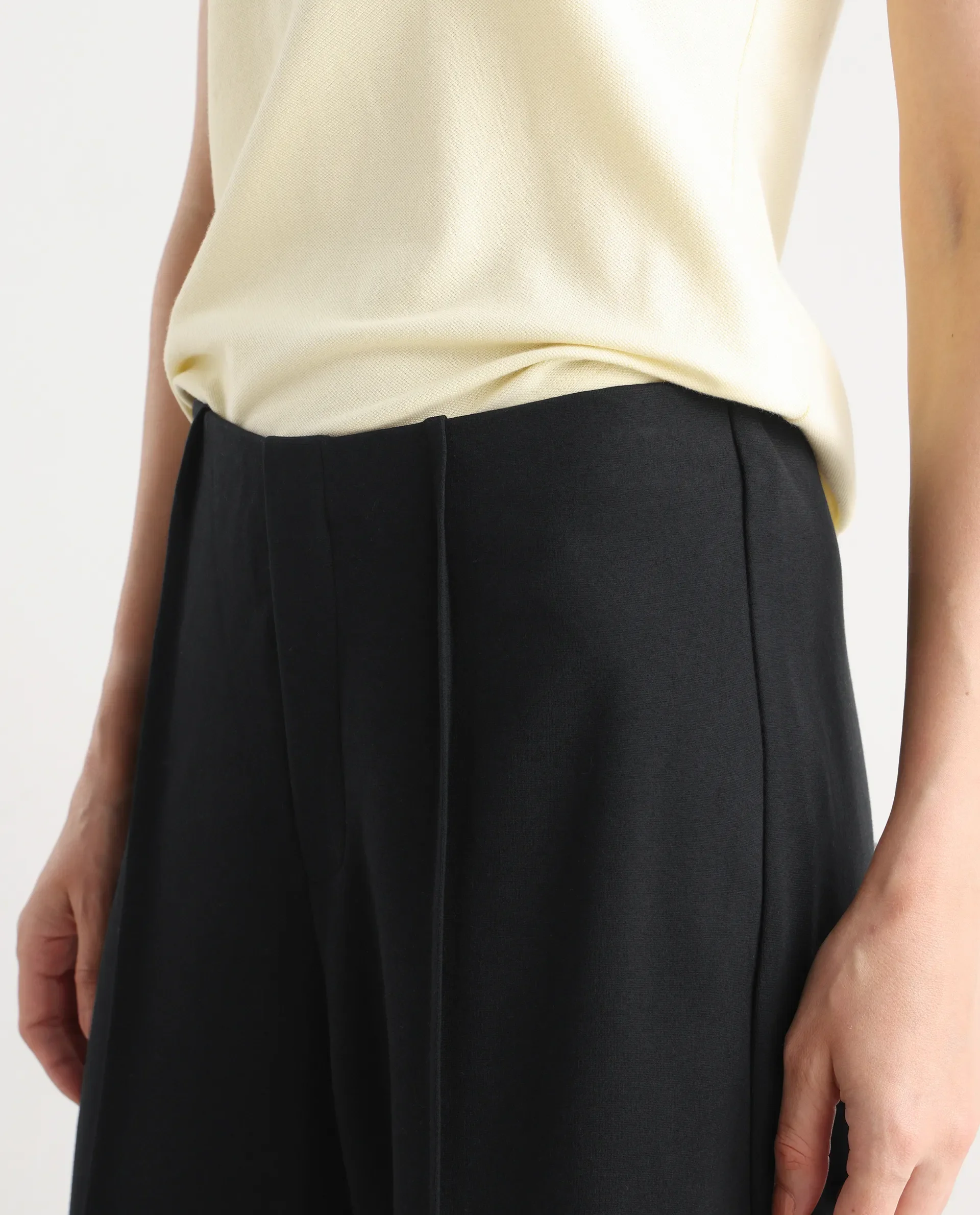 Rareism Women's Jancura Black Nylon Fabric Straight Plain Trouser - Image 5