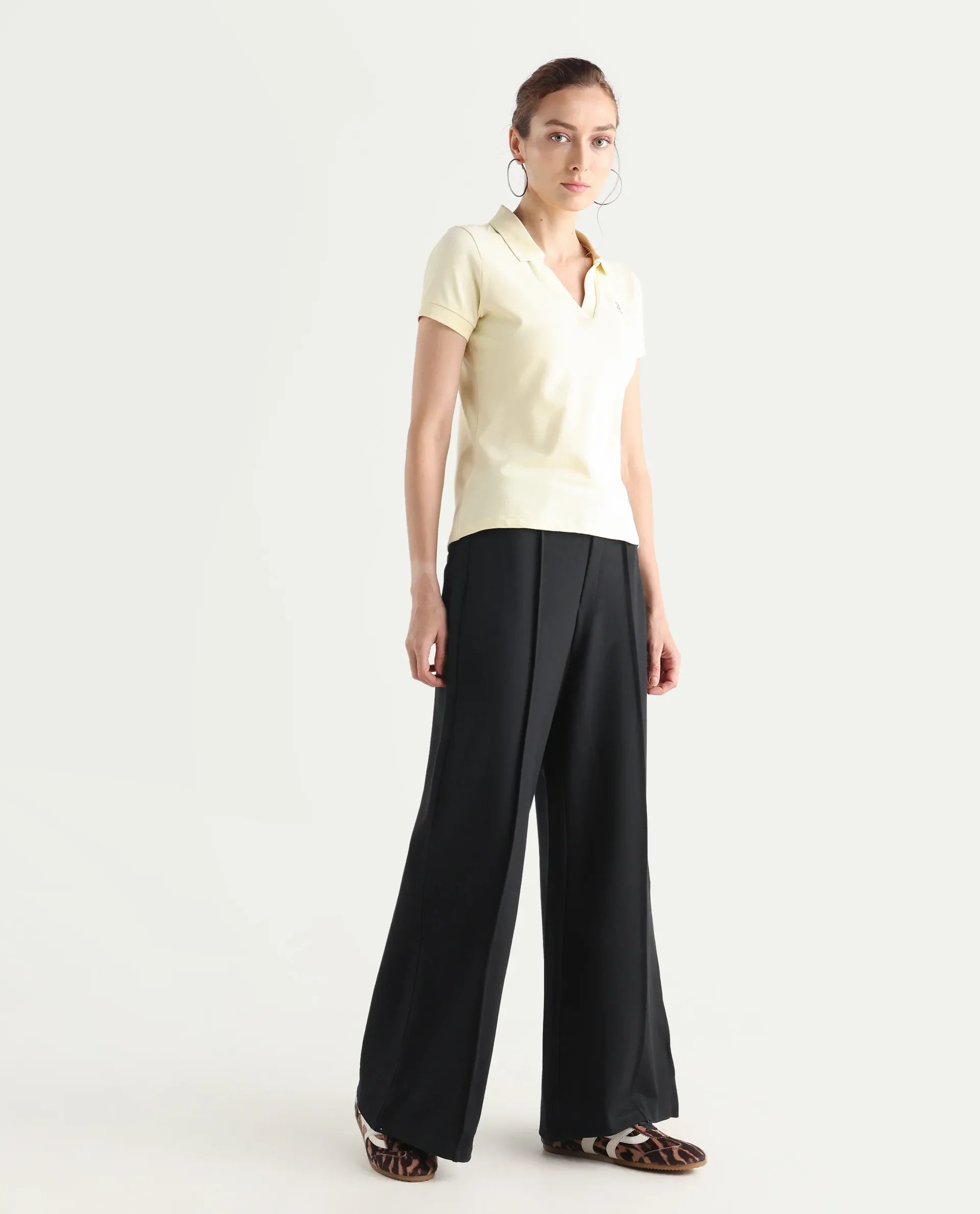 Rareism Women's Jancura Black Nylon Fabric Straight Plain Trouser - Image 8