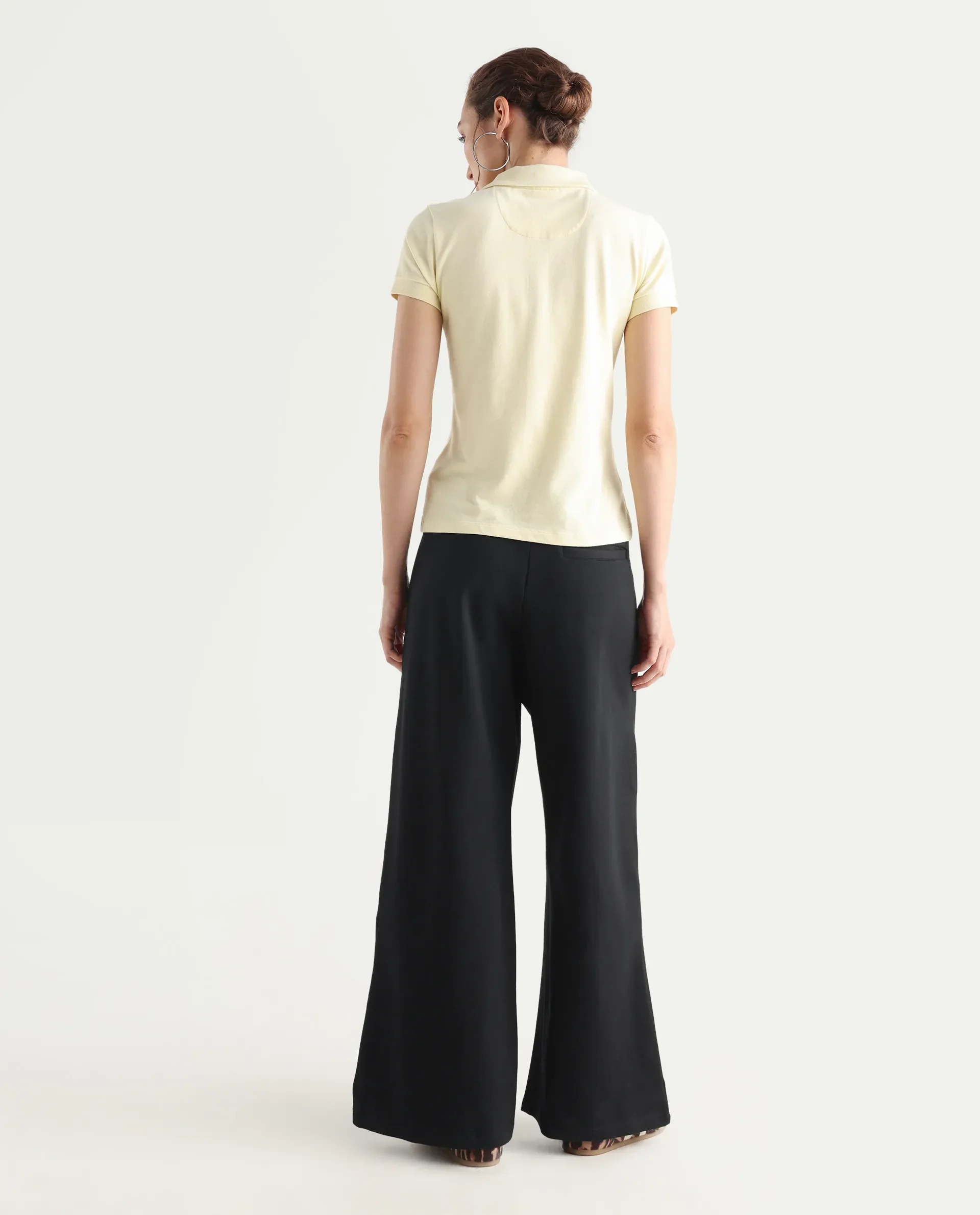 Rareism Women's Jancura Black Nylon Fabric Straight Plain Trouser - Image 9