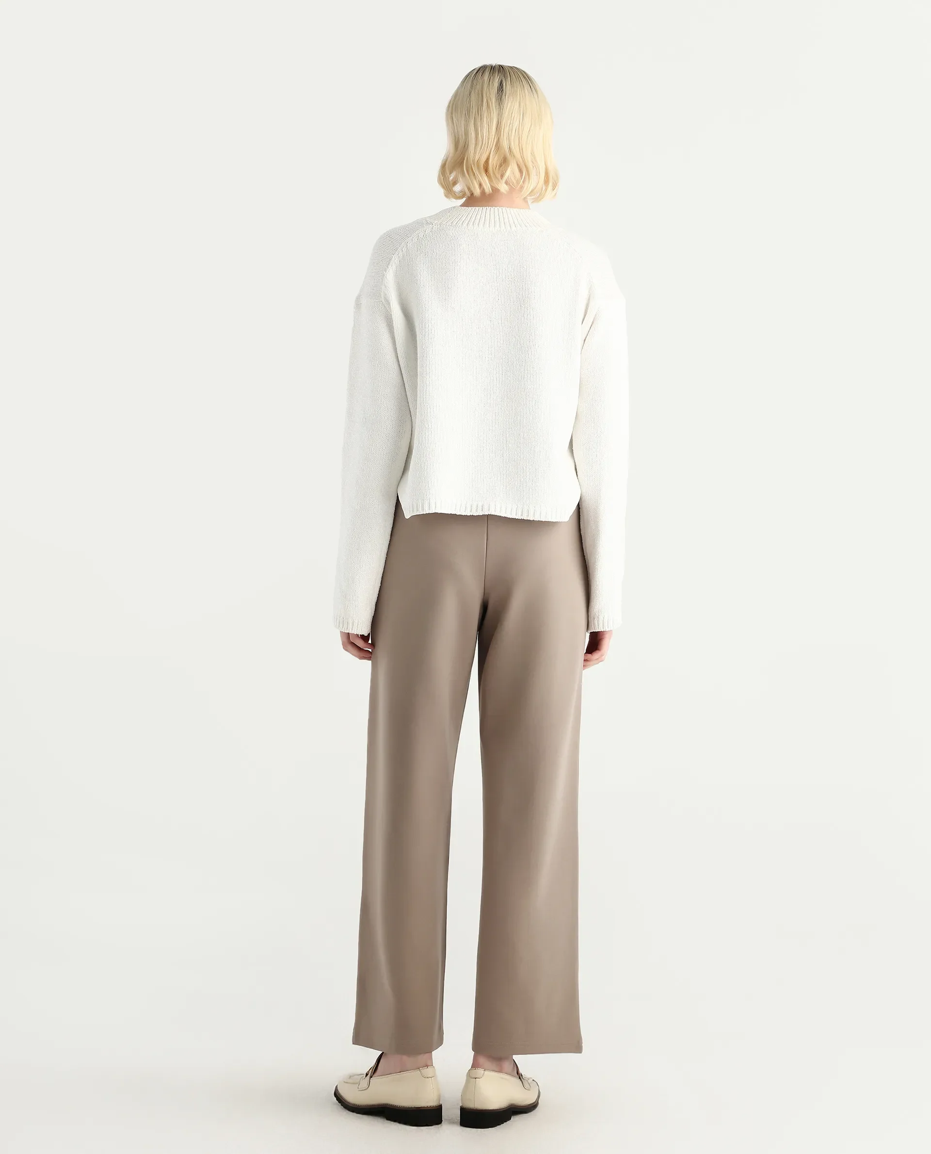 Rareism Women's Jancura-R Beige Nylon Fabric Straight Plain Trouser - Image 8