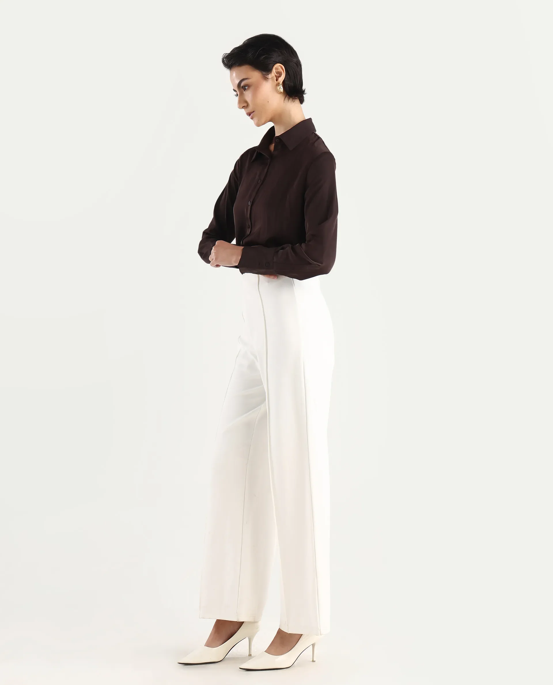 Rareism Women's Jancura-S26 Off White Viscose Blend Relaxed Fit Plain Trouser - Image 8