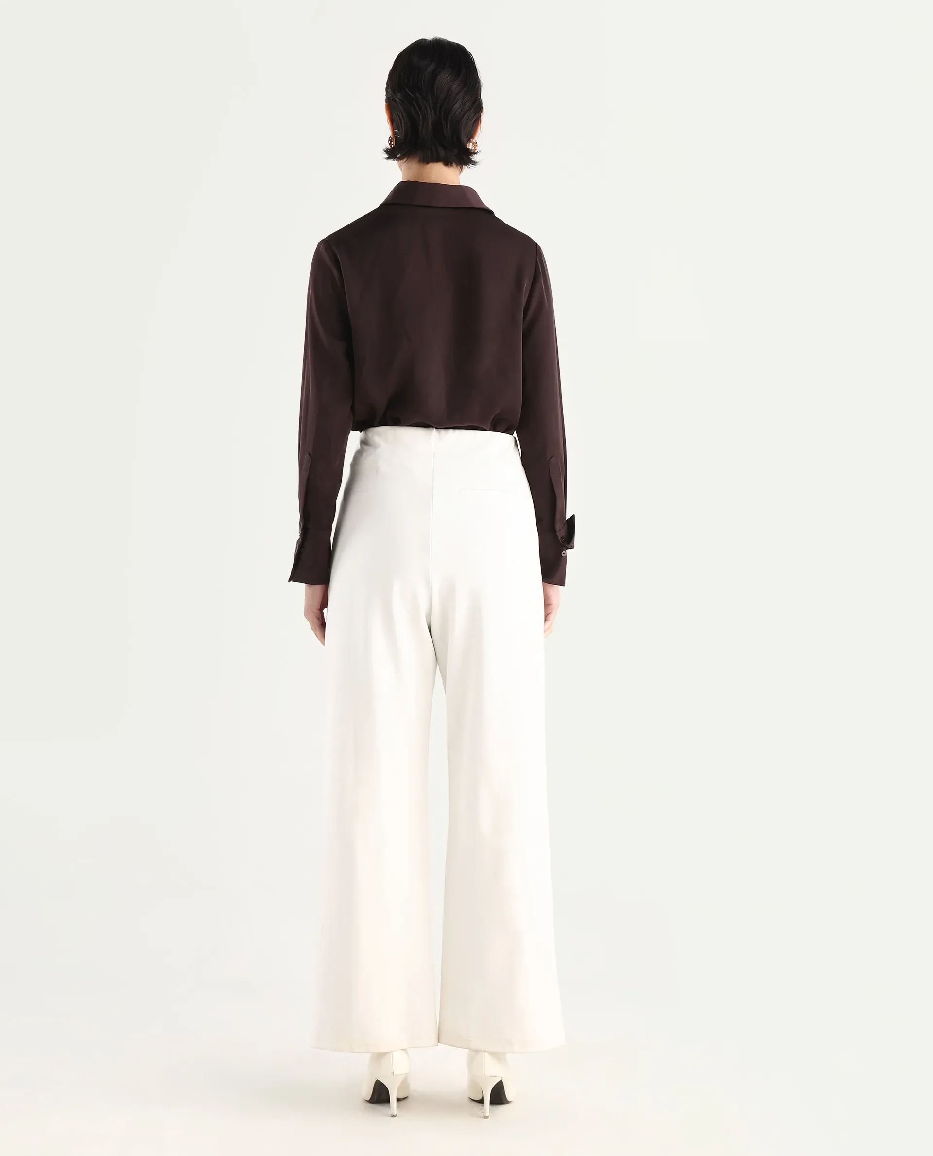Rareism Women's Jancura-S26 Off White Viscose Blend Relaxed Fit Plain Trouser - Image 9