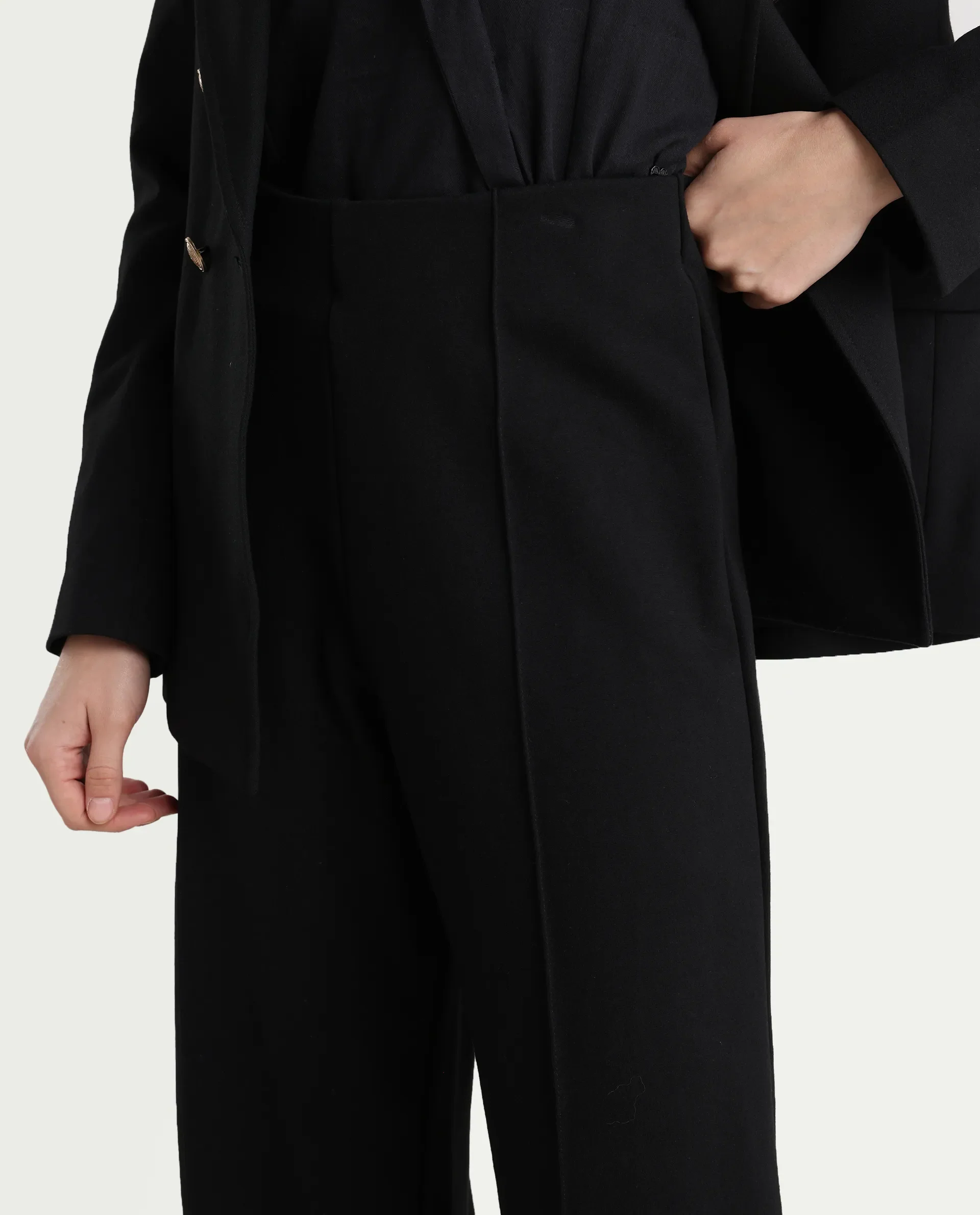 Rareism Women's Jancura-R Black Rayon Blend Plain Ankle Length Bootcut Trouser - Image 4