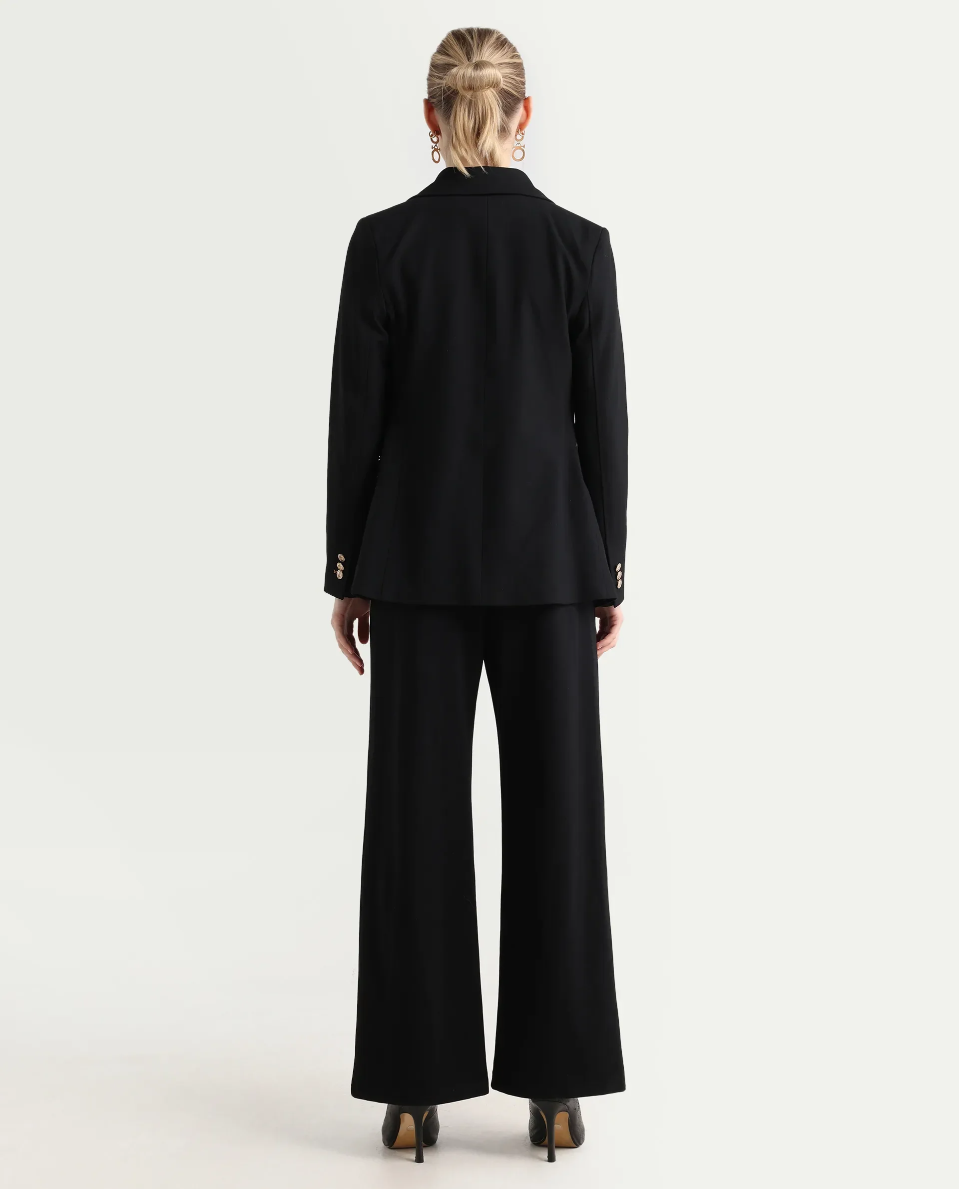 Rareism Women's Jancura-R Black Rayon Blend Plain Ankle Length Bootcut Trouser - Image 7
