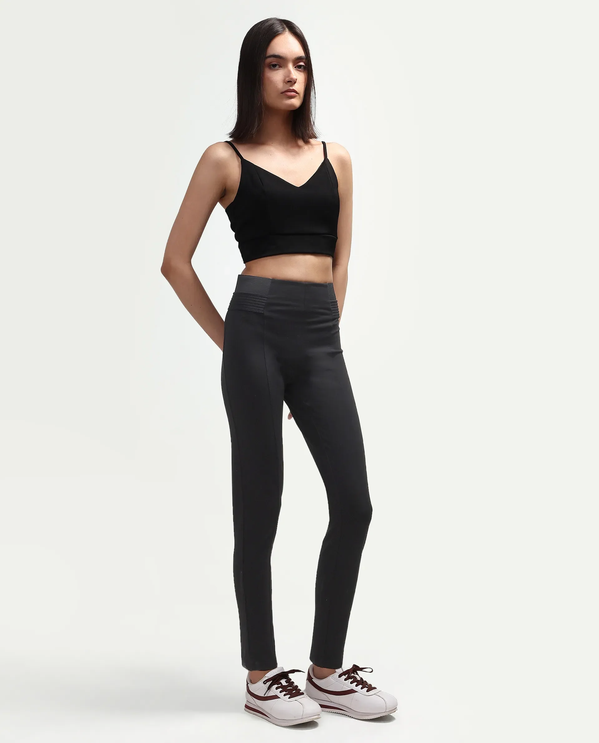 Rareism Women's Jancuro-S26 Black Viscose Blend Slim Fit Plain Trouser - Image 5