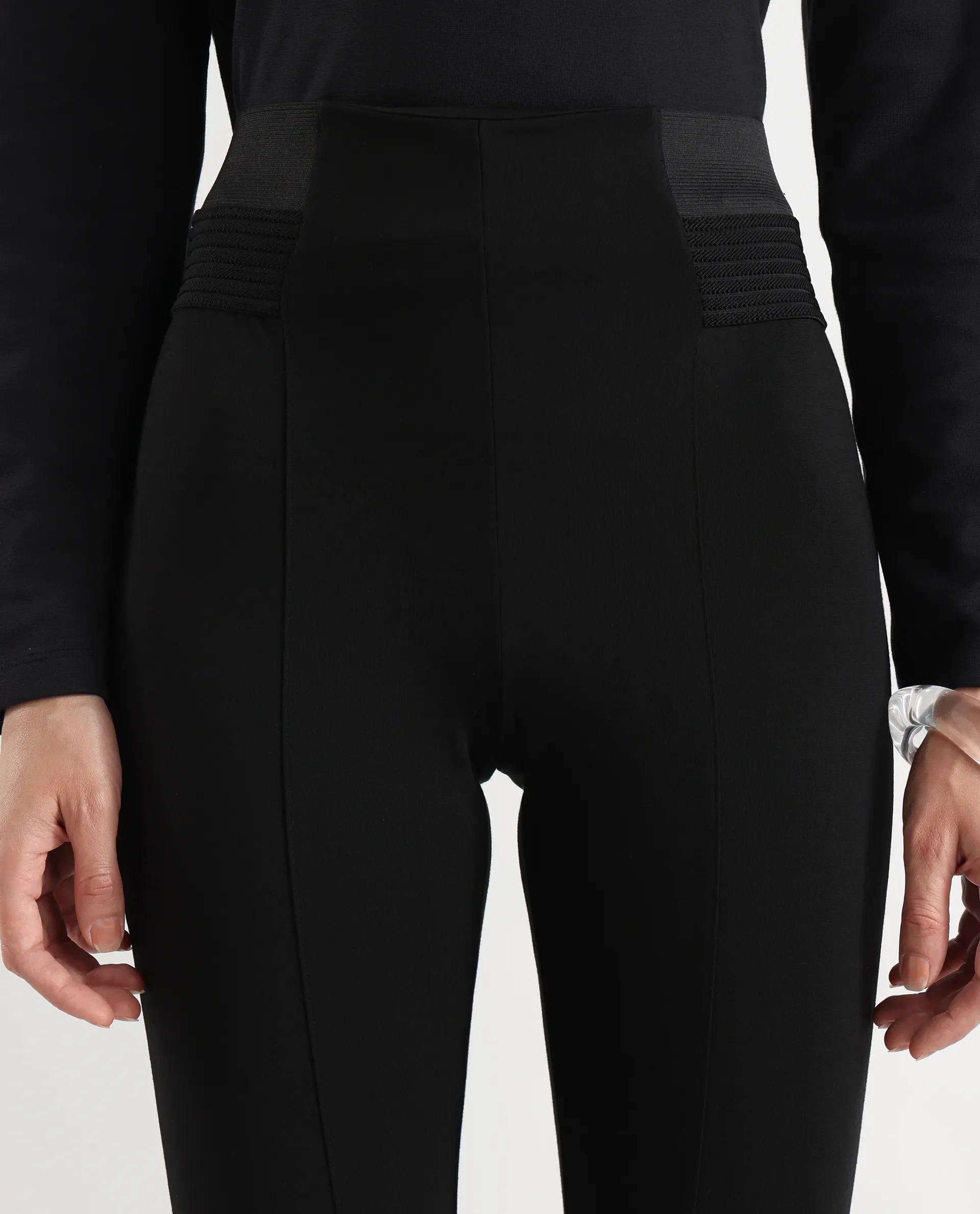 Rareism Women's Jancuro Black Nylon Skinny Fit Plain Trouser - Image 3