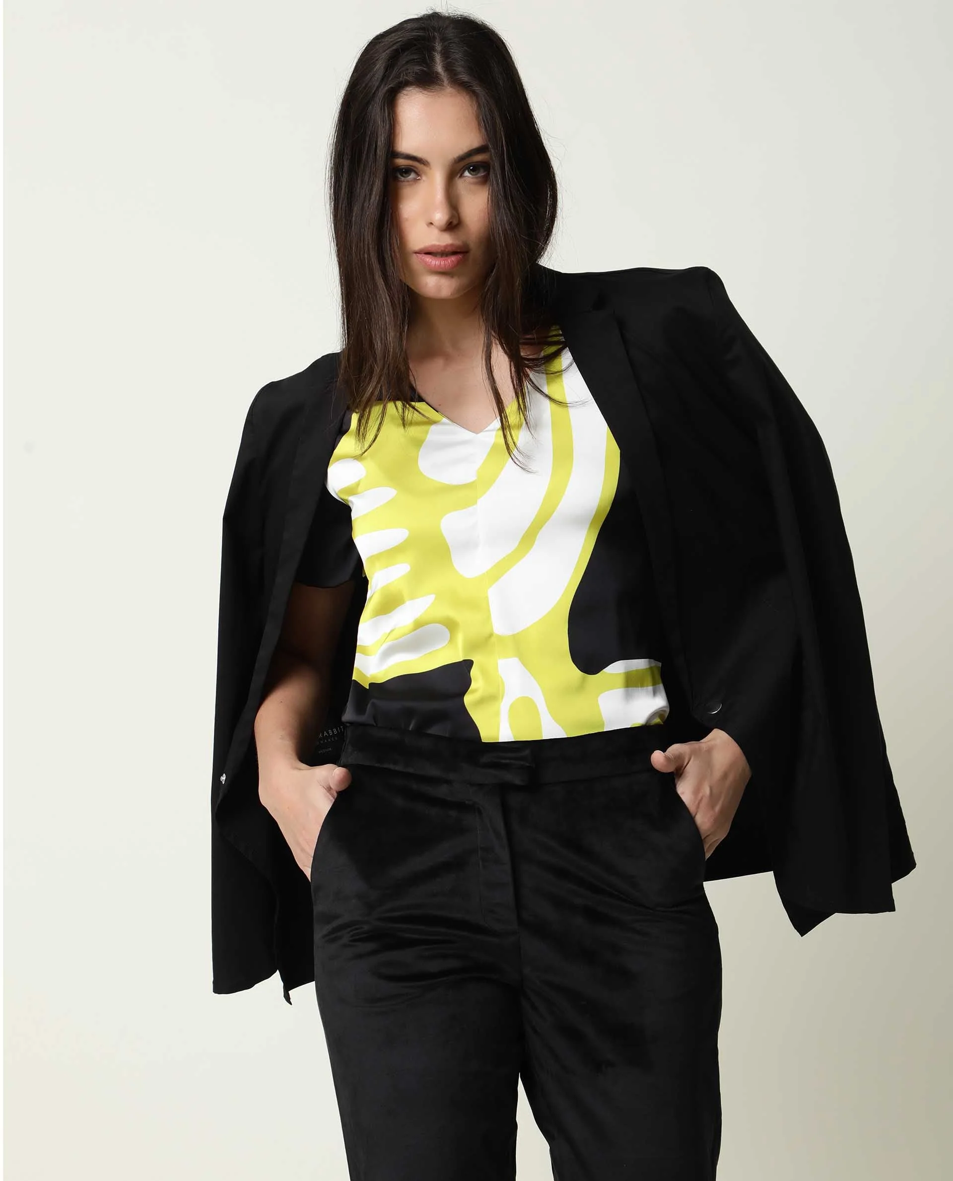Rareism Womens Jane Black Top Modal Fabric Full Sleeve V Neck - Image 7