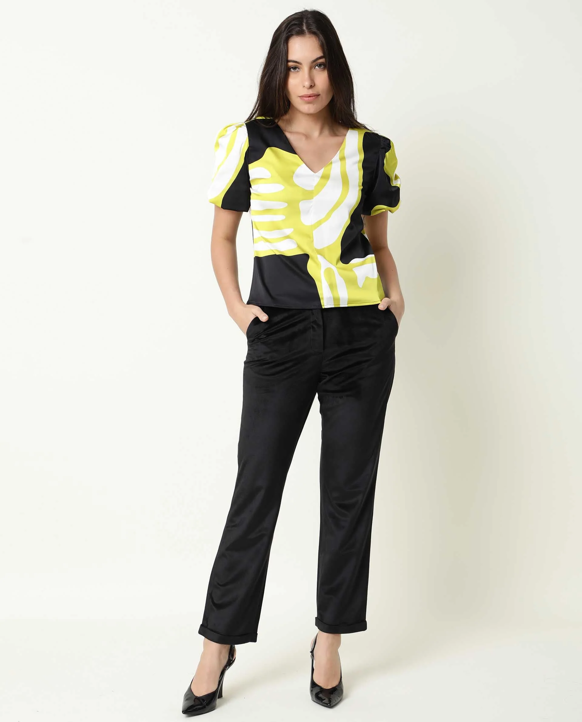 Rareism Womens Jane Black Top Modal Fabric Full Sleeve V Neck - Image 8