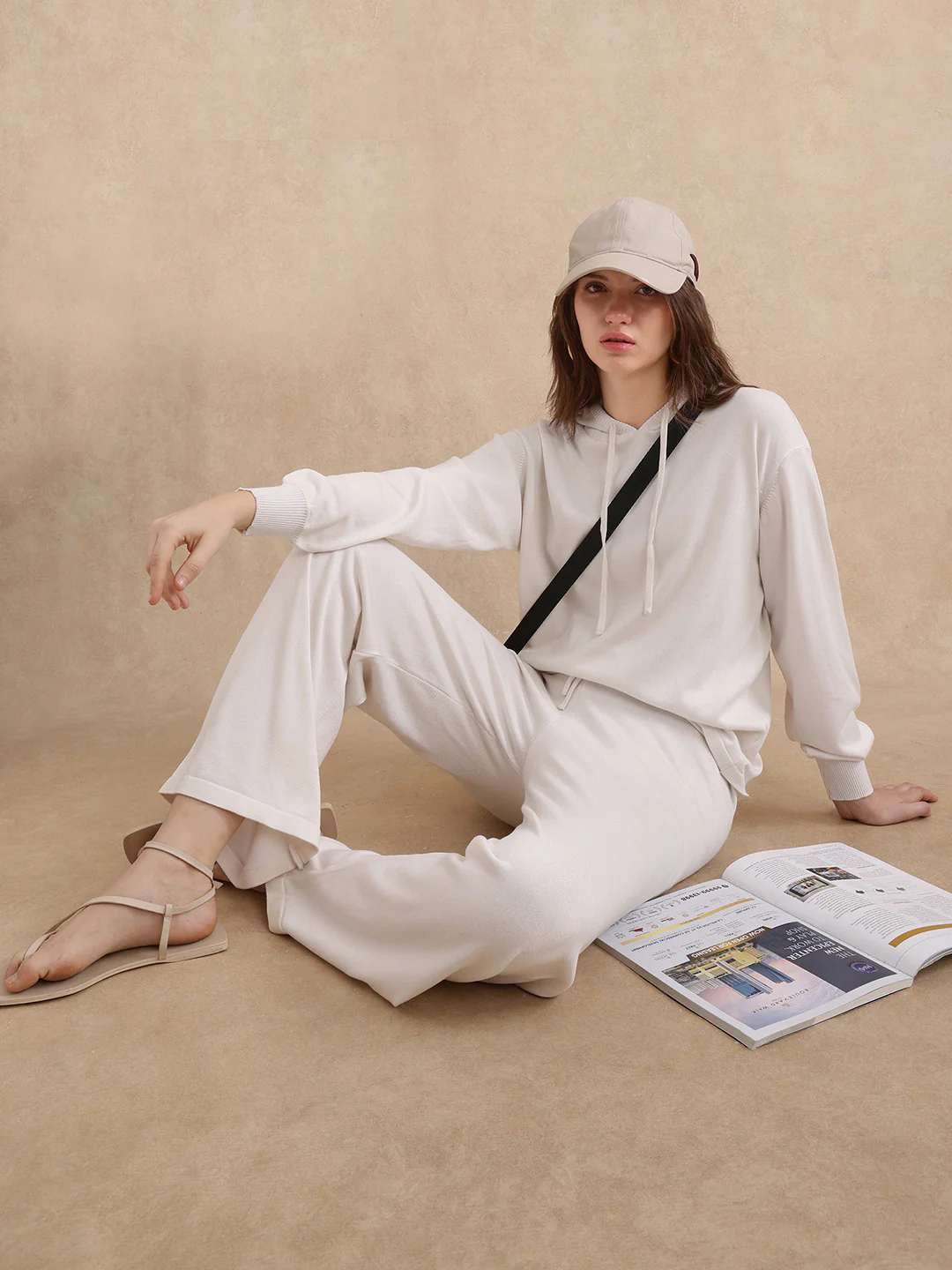 Rareism Women's Janfinn-B Off White Viscose Blend Plain Ankle Length Wide Trouser - Image 6