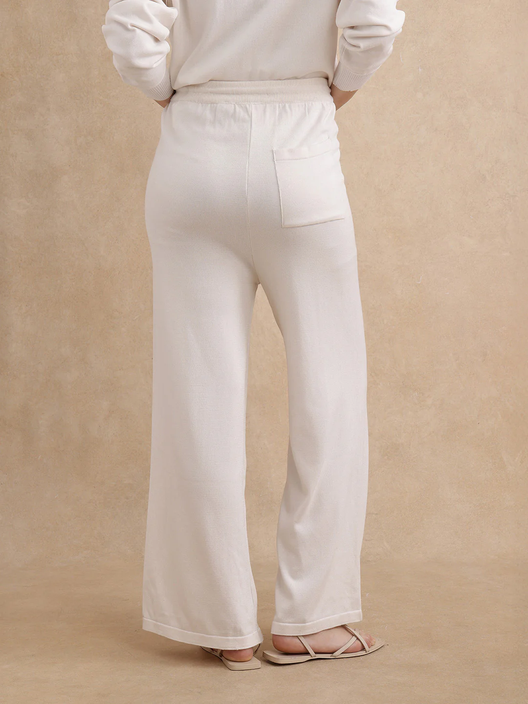 Rareism Women's Janfinn-B Off White Viscose Blend Plain Ankle Length Wide Trouser - Image 7