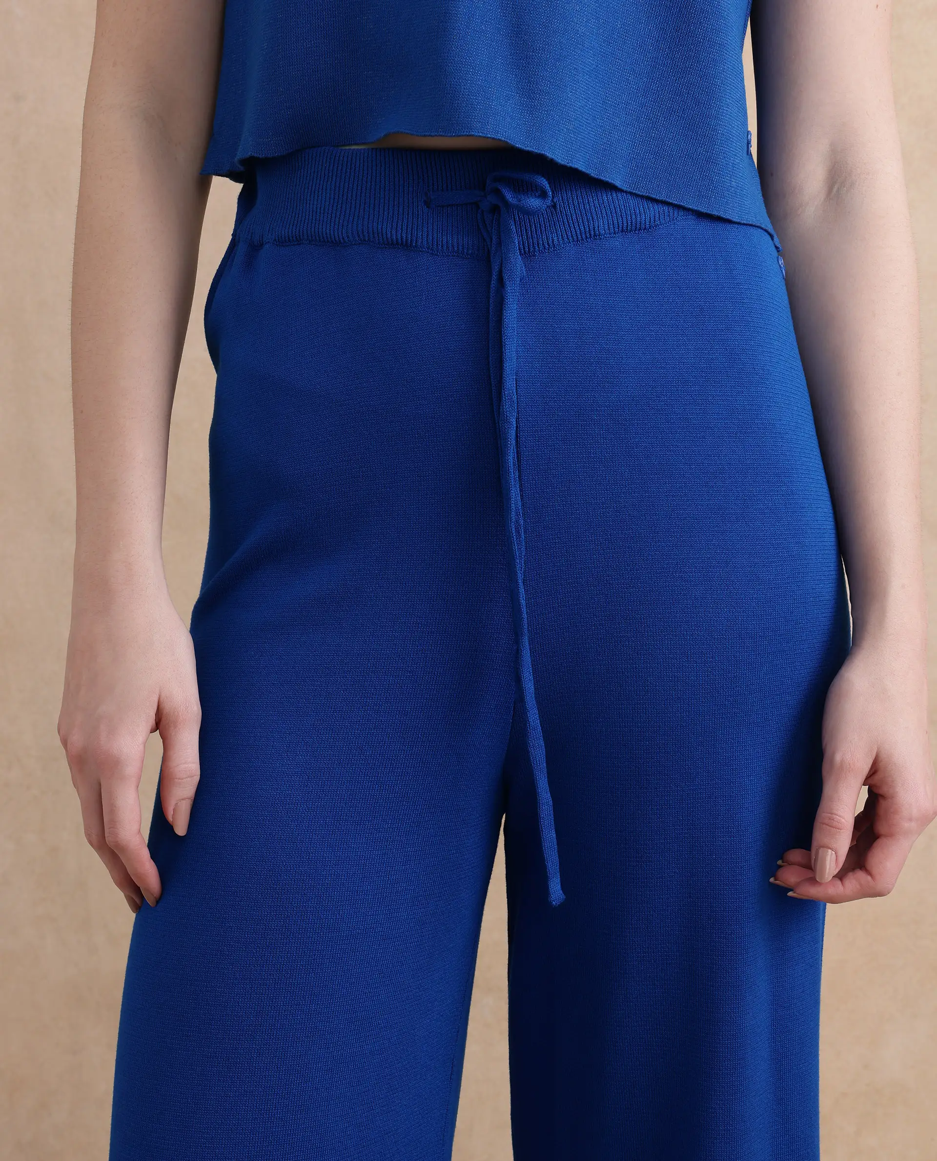 Rareism Women's Jankara B Blue Viscose Blend Plain Ankle Length Straight Fit Trouser - Image 3