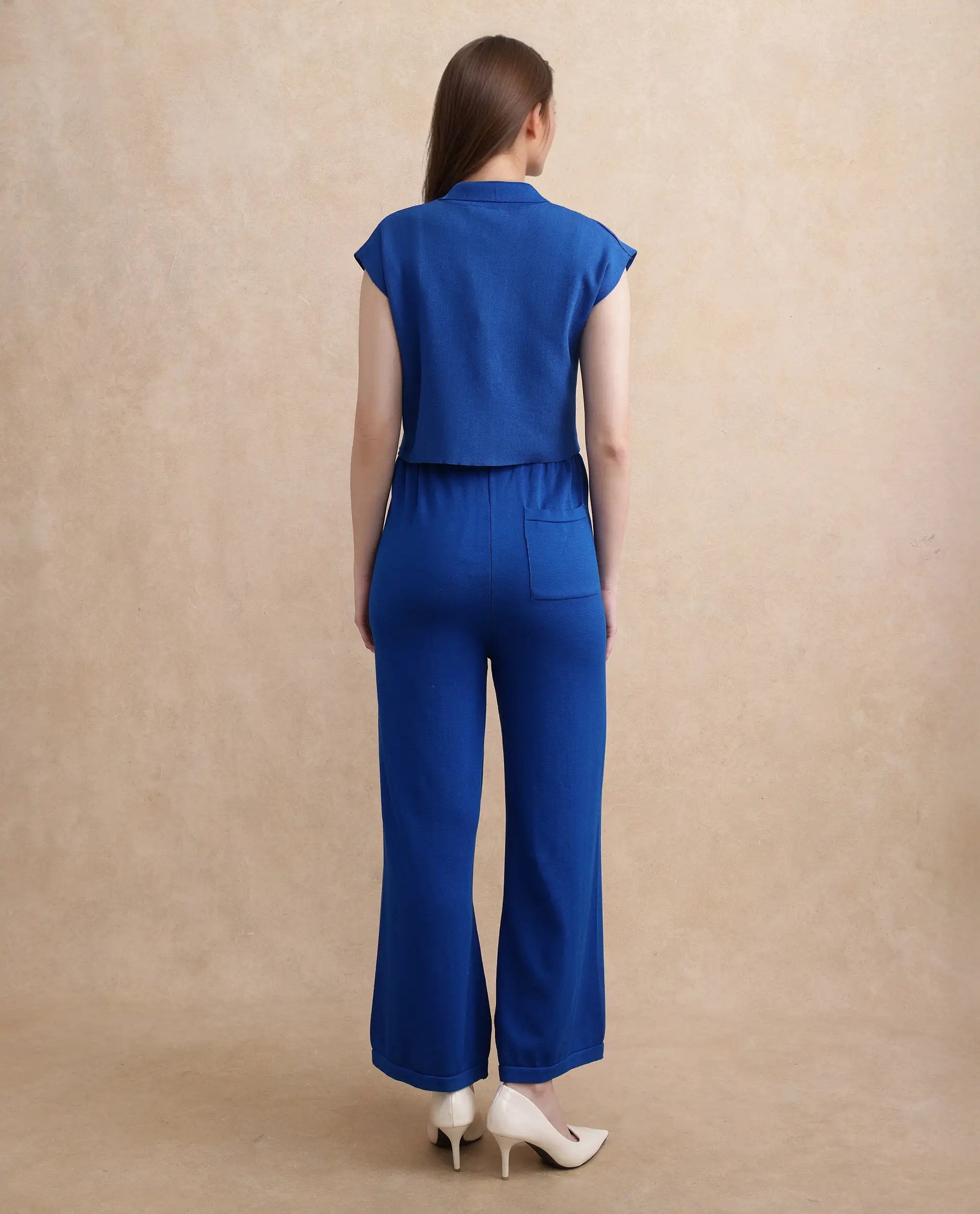 Rareism Women's Jankara B Blue Viscose Blend Plain Ankle Length Straight Fit Trouser - Image 9