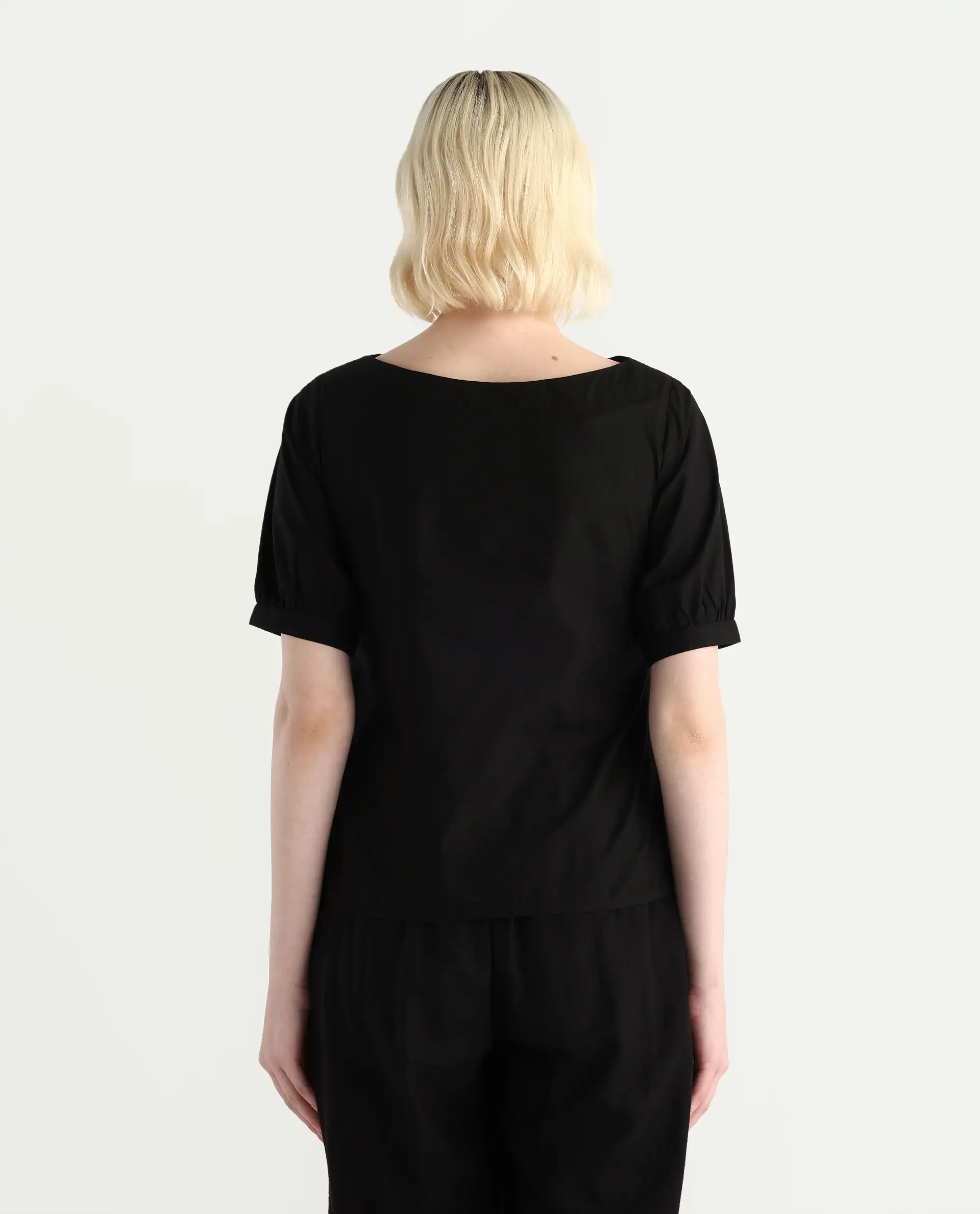 Rareism Women's Janla Black Cotton Boat Neck Embroidered Regular Fit Top - Image 8