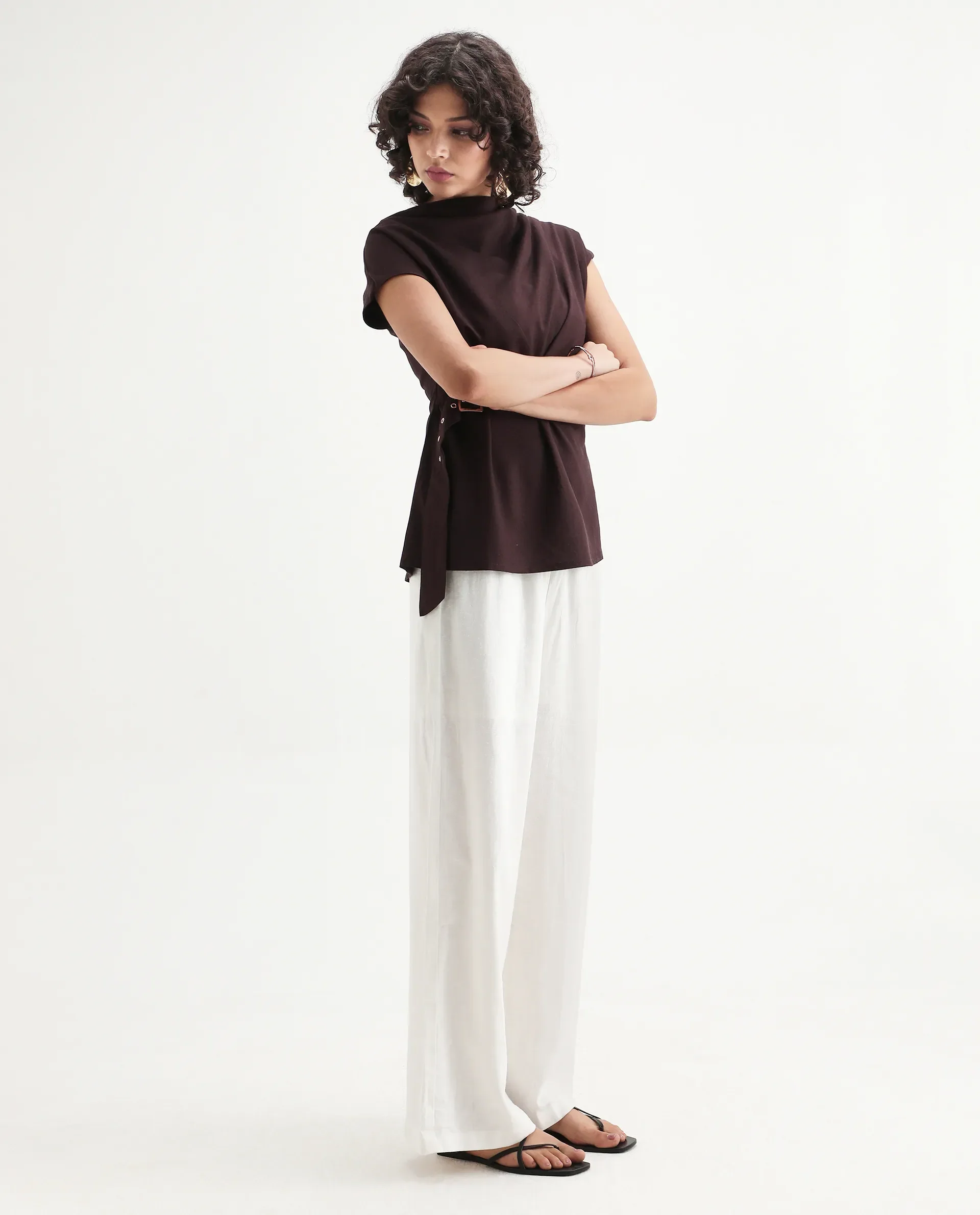 Rareism Women's Janry Beige Viscose Blend Plain Ankle Length Straight Fit Trouser - Image 5