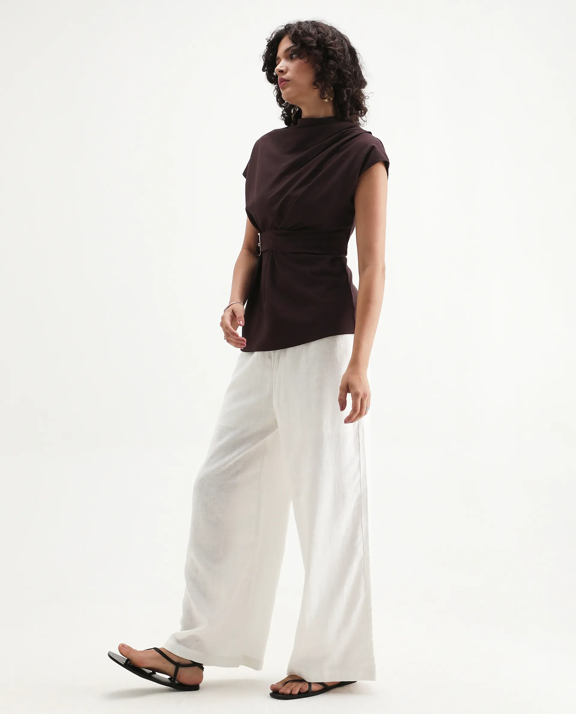 Rareism Women's Janry Beige Viscose Blend Plain Ankle Length Straight Fit Trouser - Image 6