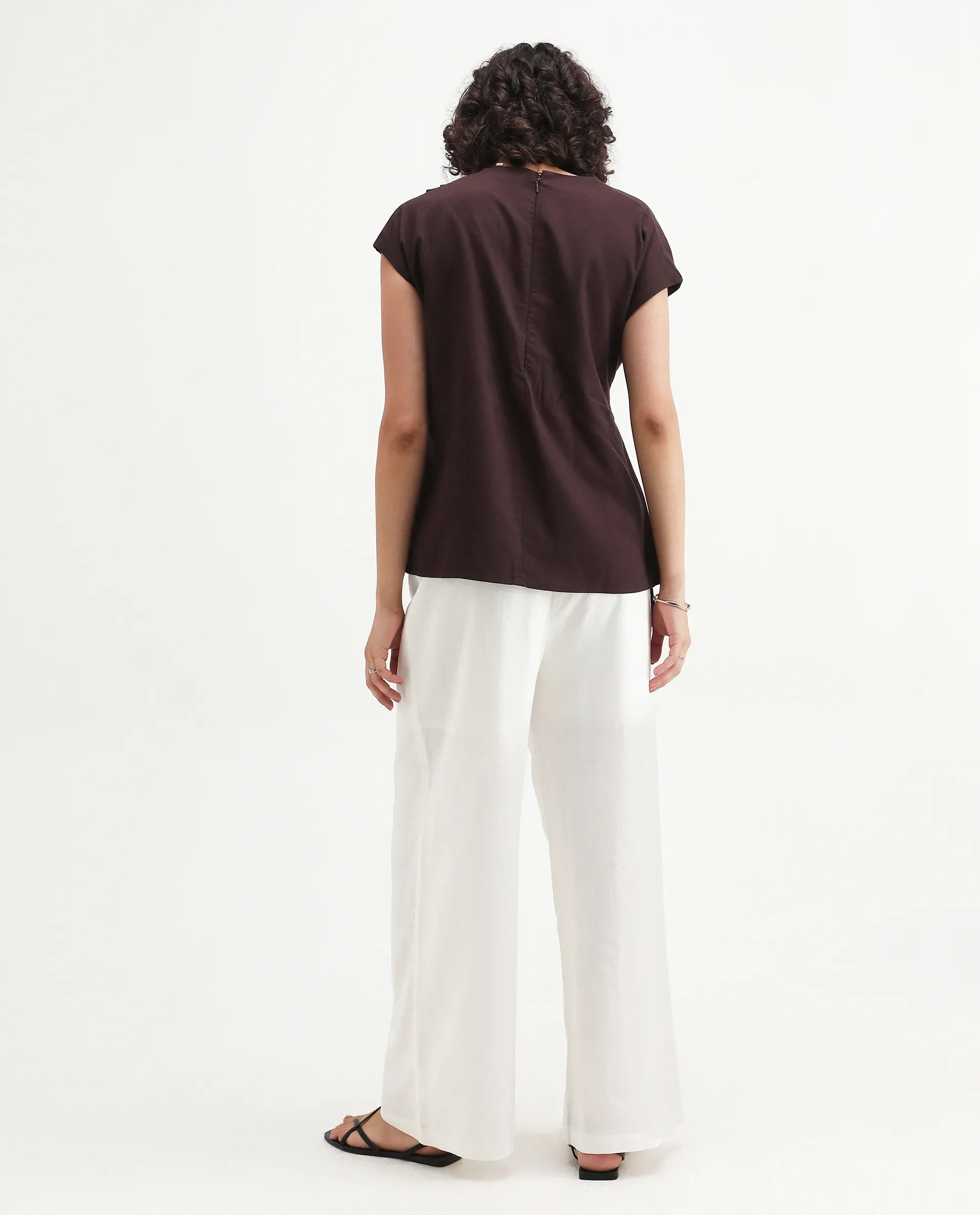 Rareism Women's Janry Beige Viscose Blend Plain Ankle Length Straight Fit Trouser - Image 7