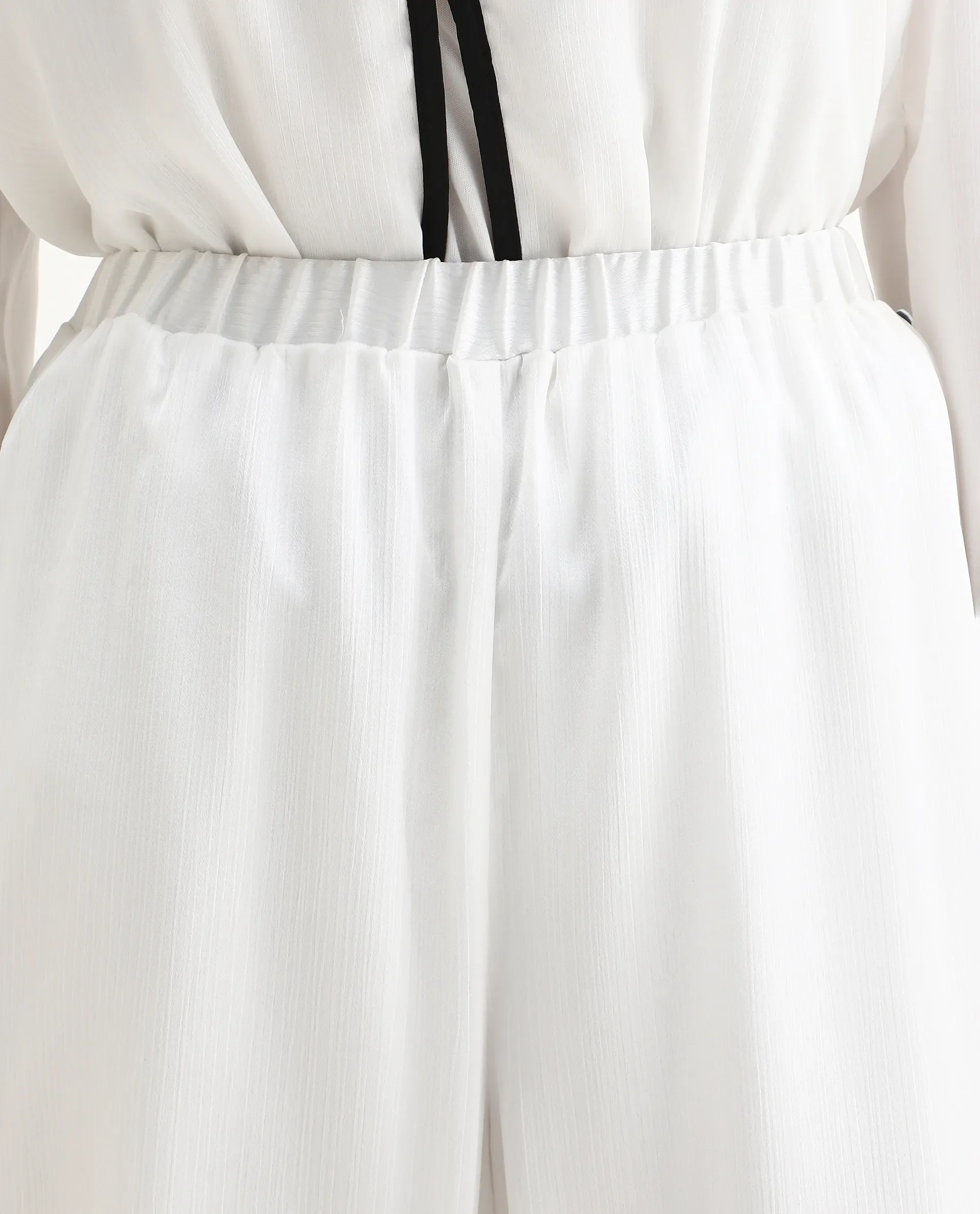 Rareism Women's Janula B White Polyester Plain Ankle Length Flared Trouser - Image 3