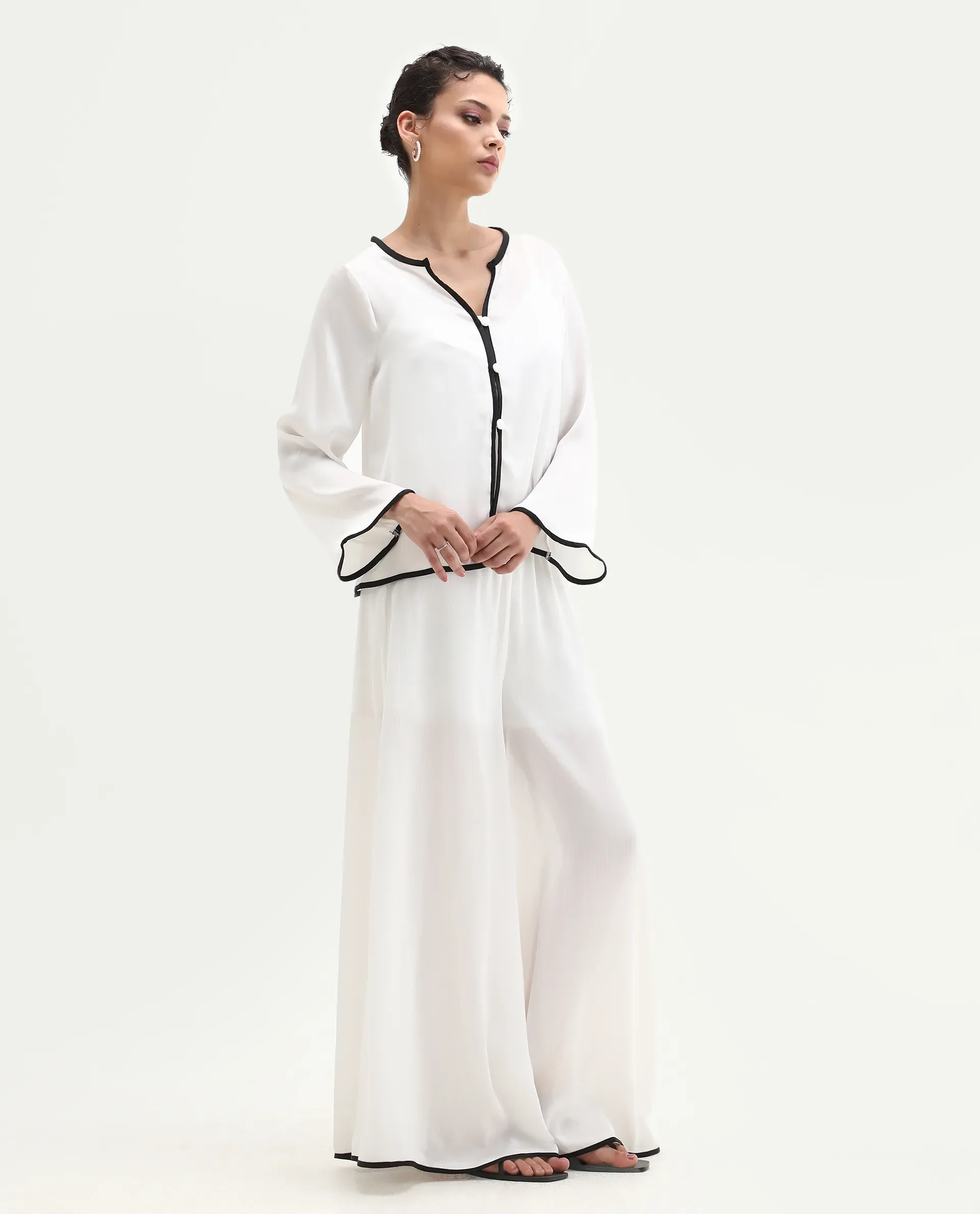 Rareism Women's Janula B White Polyester Plain Ankle Length Flared Trouser - Image 5
