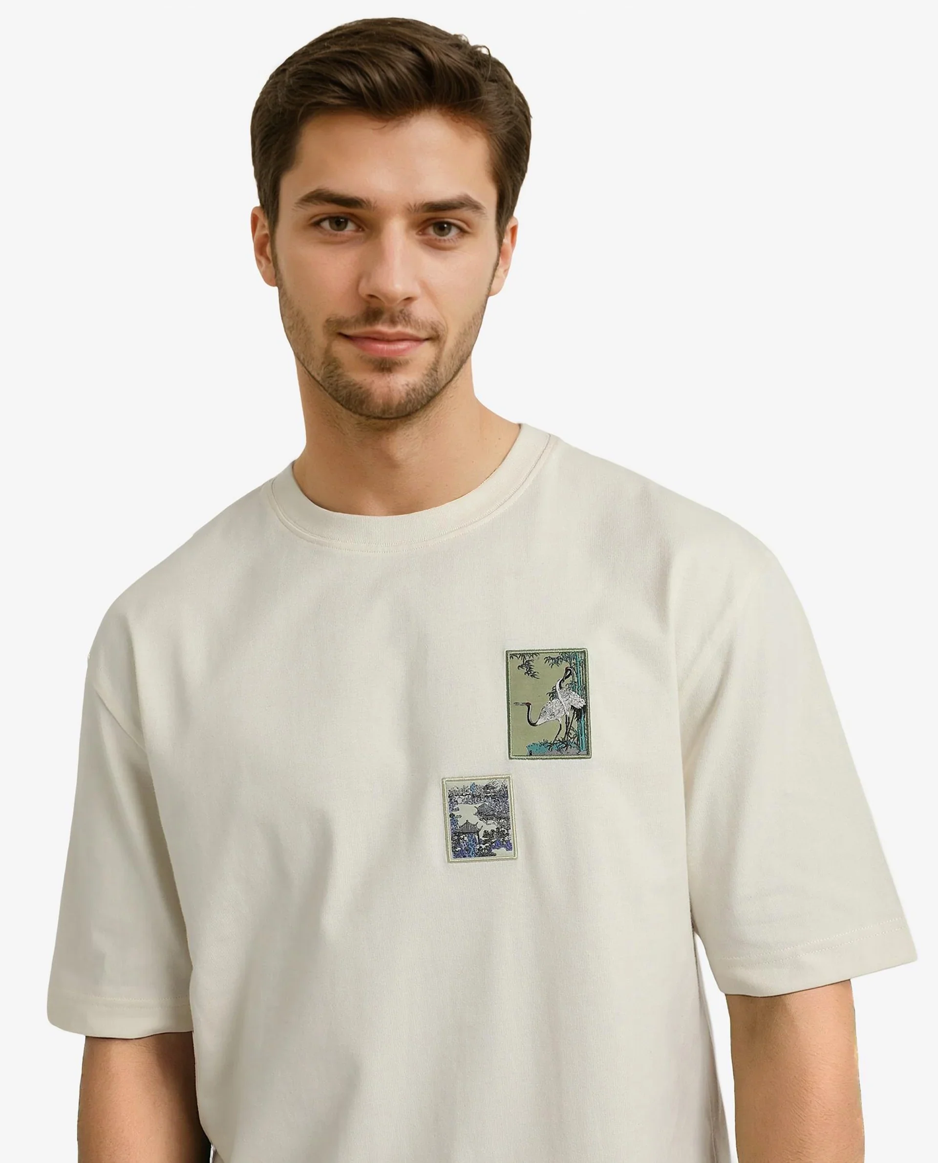 Rare Rabbit Men's Jap Off White Cotton Graphic Print Regular Fit Half Sleeve Crew Neck T-Shirt - Image 9