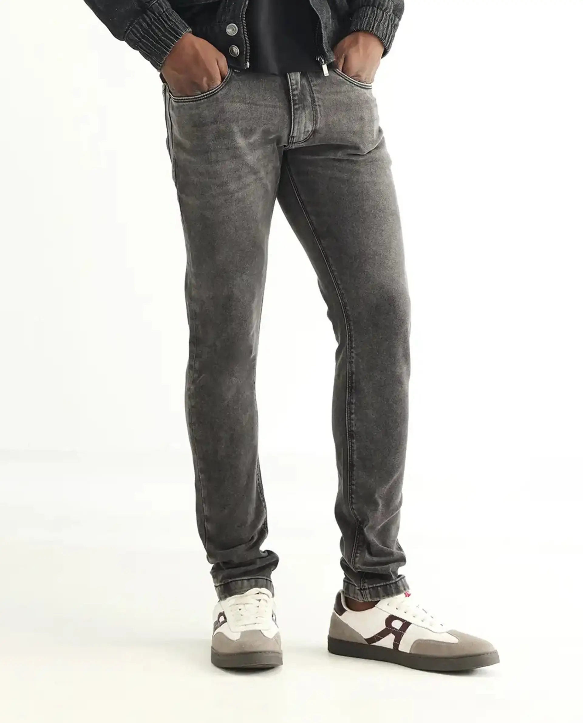 Rare Rabbit Men's Jardin Black Cotton Plain Hawk Slim Fit Jeans - Image 10