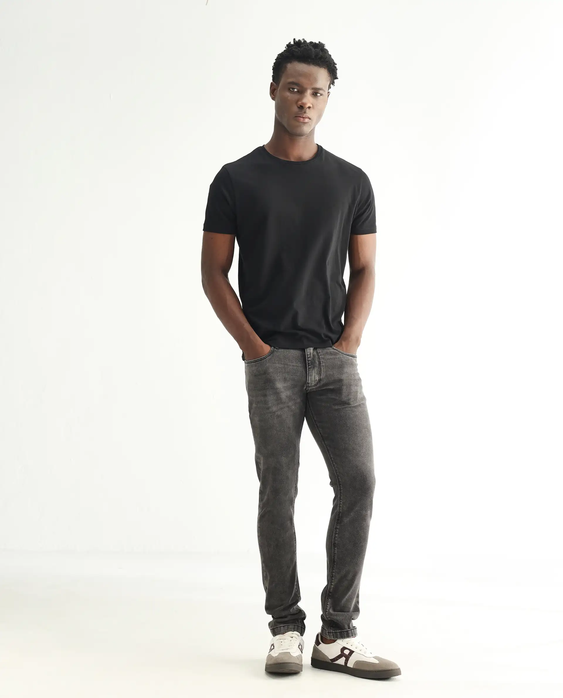 Rare Rabbit Men's Jardin Black Cotton Plain Hawk Slim Fit Jeans - Image 9