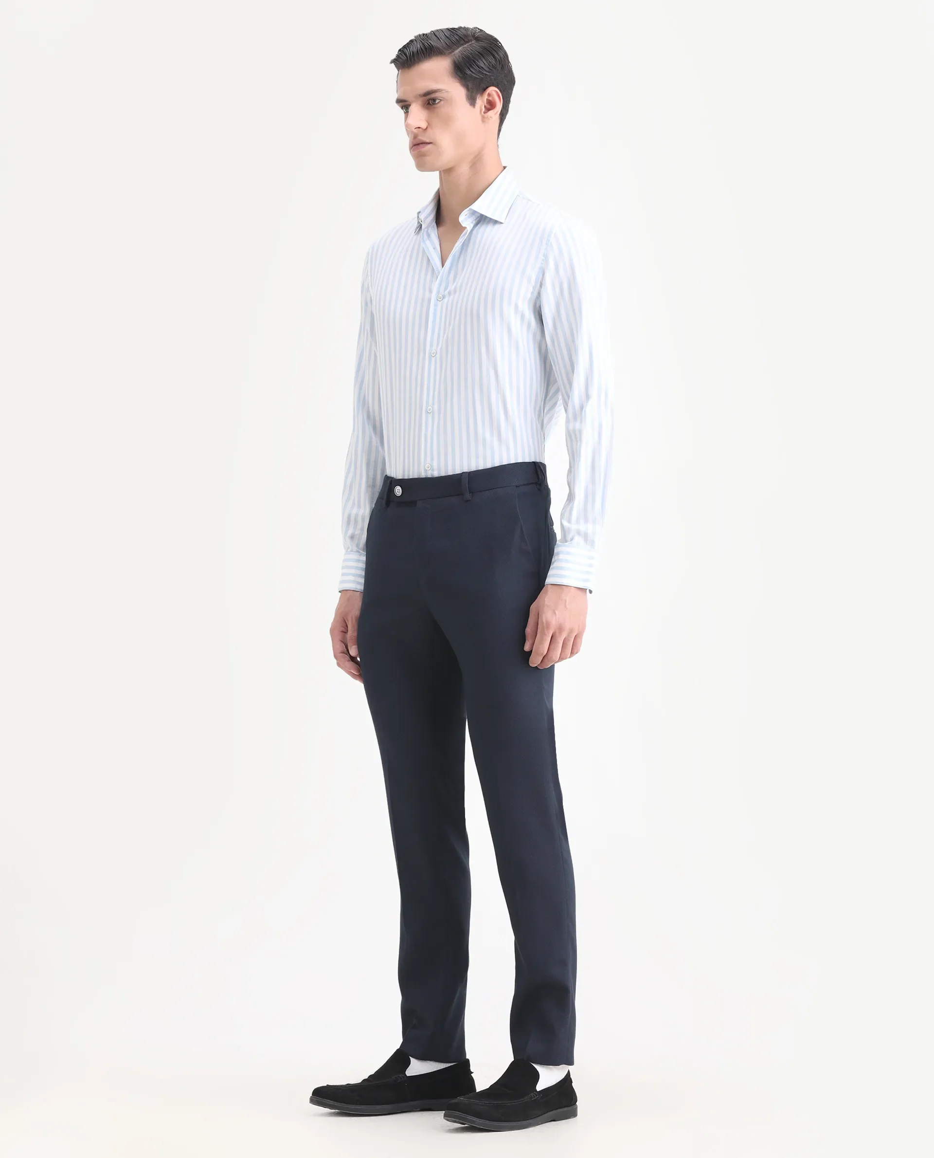 Rare Rabbit Men's Jardin Dark Navy Polyester Plain Tailored Fit Full Sleeve Lapel Neck Suits - Image 7
