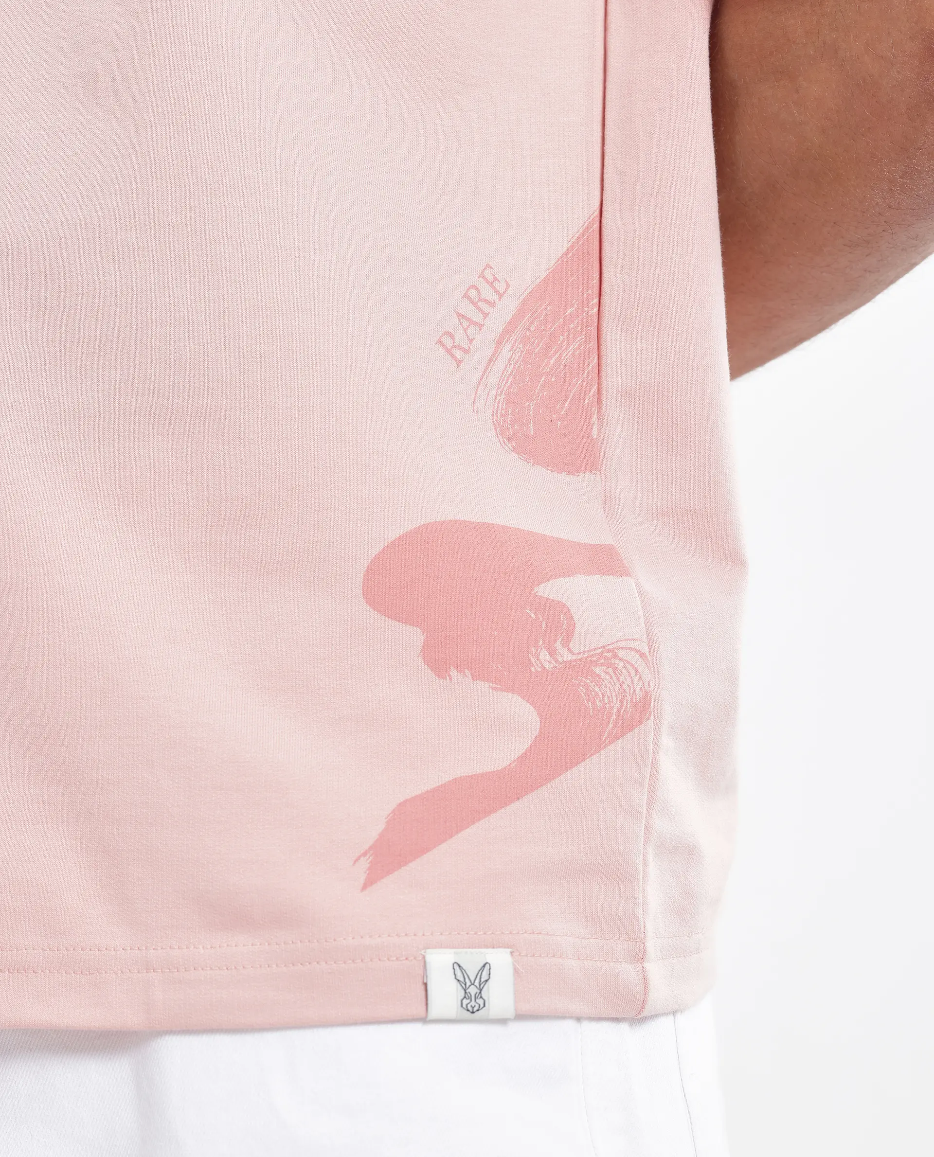 Rare Rabbit Men's Jarn Light Orange Cotton Graphic Print Qlo Fit Half Sleeve Crew Neck T-Shirt - Image 3