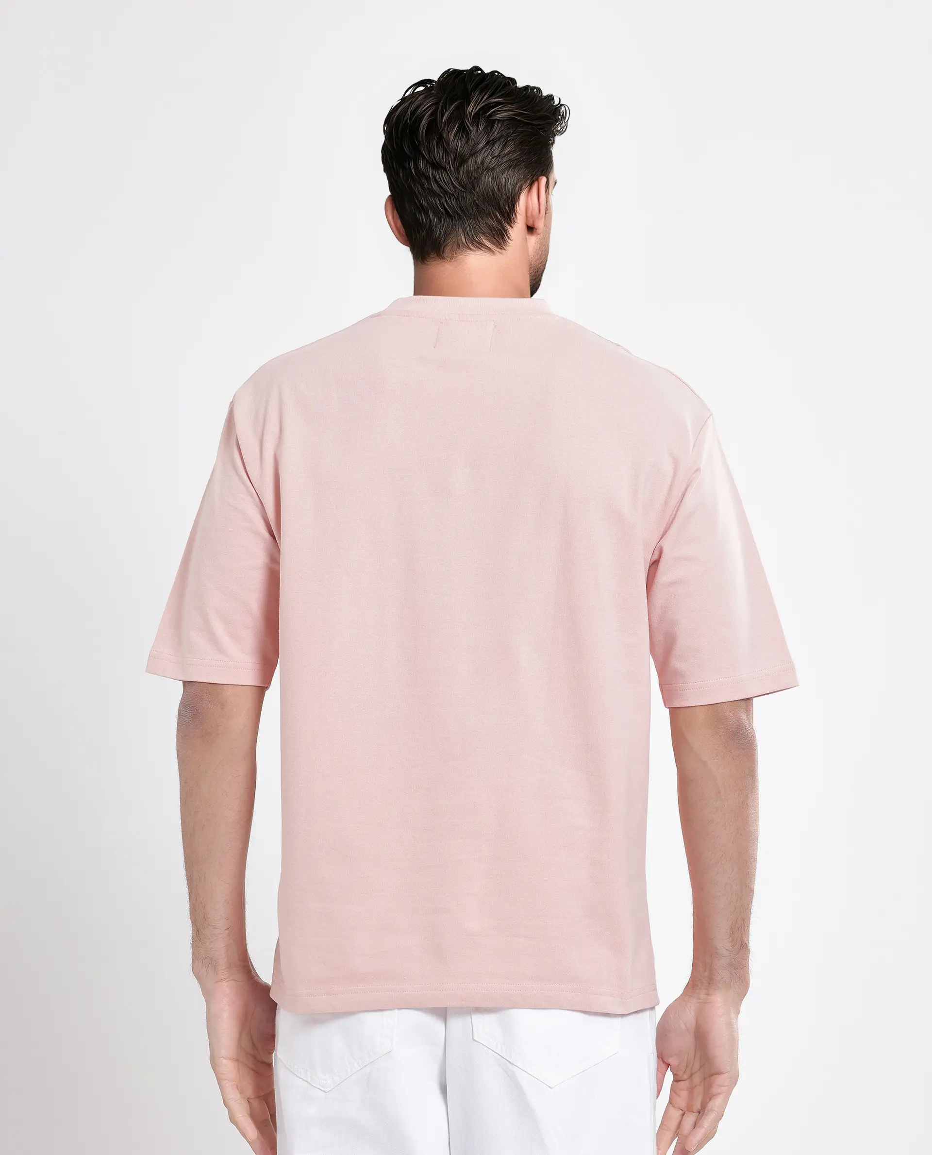 Rare Rabbit Men's Jarn Light Orange Cotton Graphic Print Qlo Fit Half Sleeve Crew Neck T-Shirt - Image 5