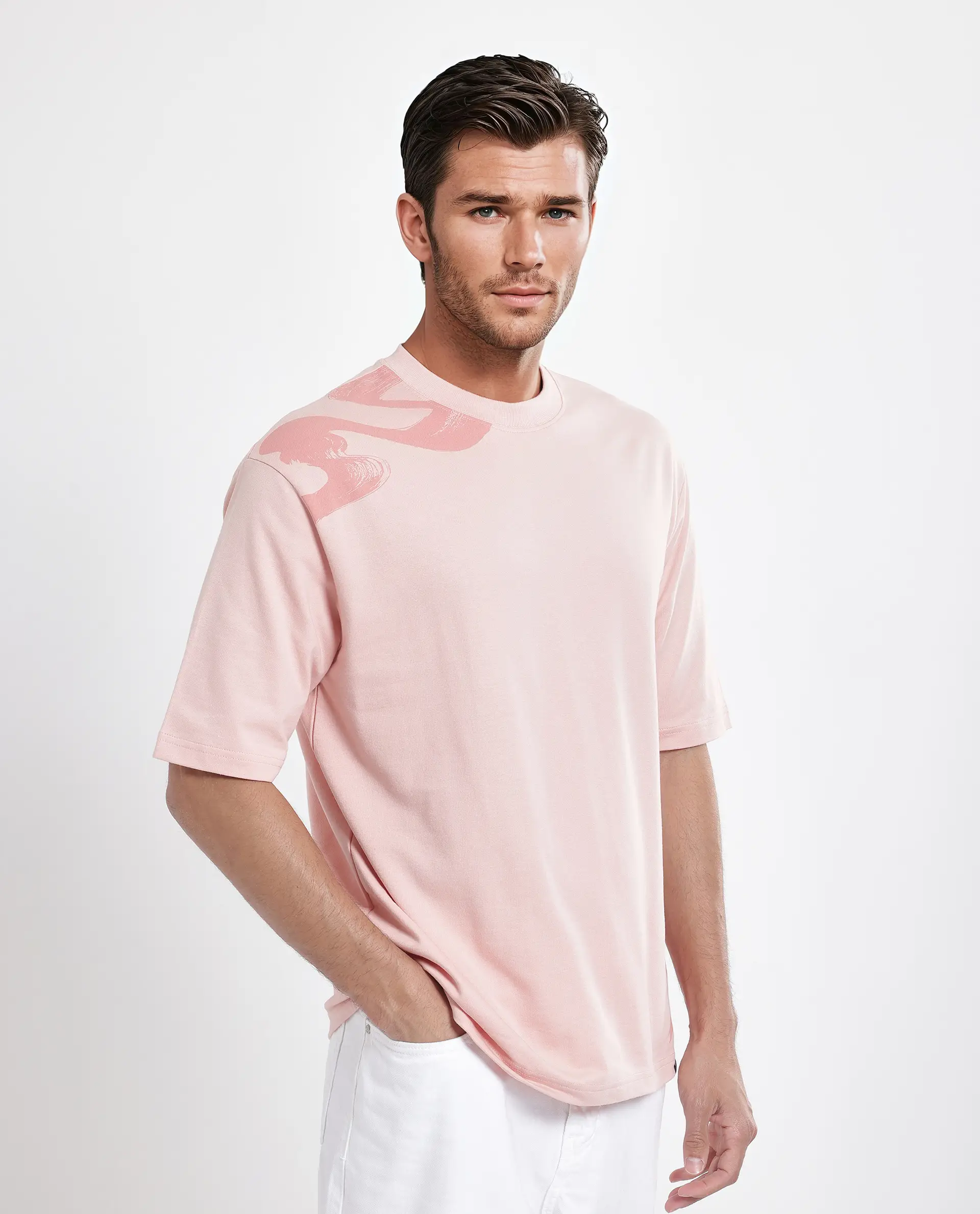 Rare Rabbit Men's Jarn Light Orange Cotton Graphic Print Qlo Fit Half Sleeve Crew Neck T-Shirt - Image 7