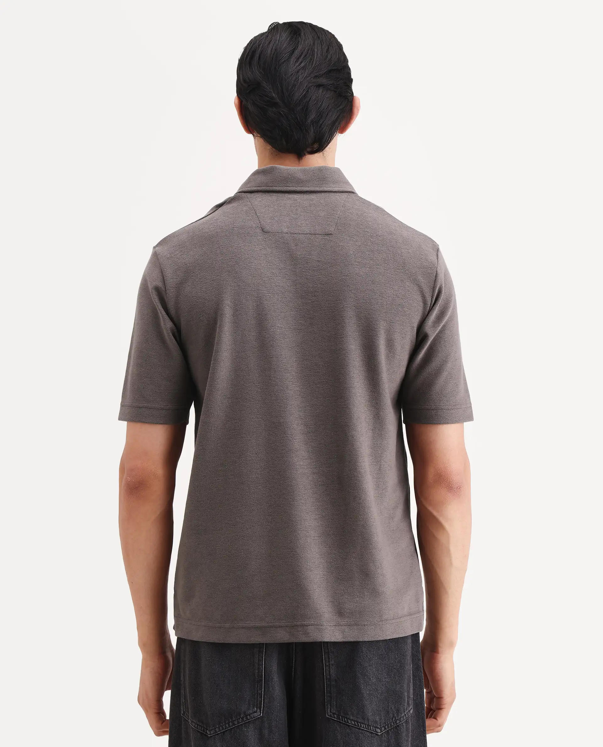 Rare Rabbit Men's Jawal-S26 Dusky Purple Cotton Blend Fabric Half Sleeve Jonny Collar Regular Fit Plain Polo - Image 7