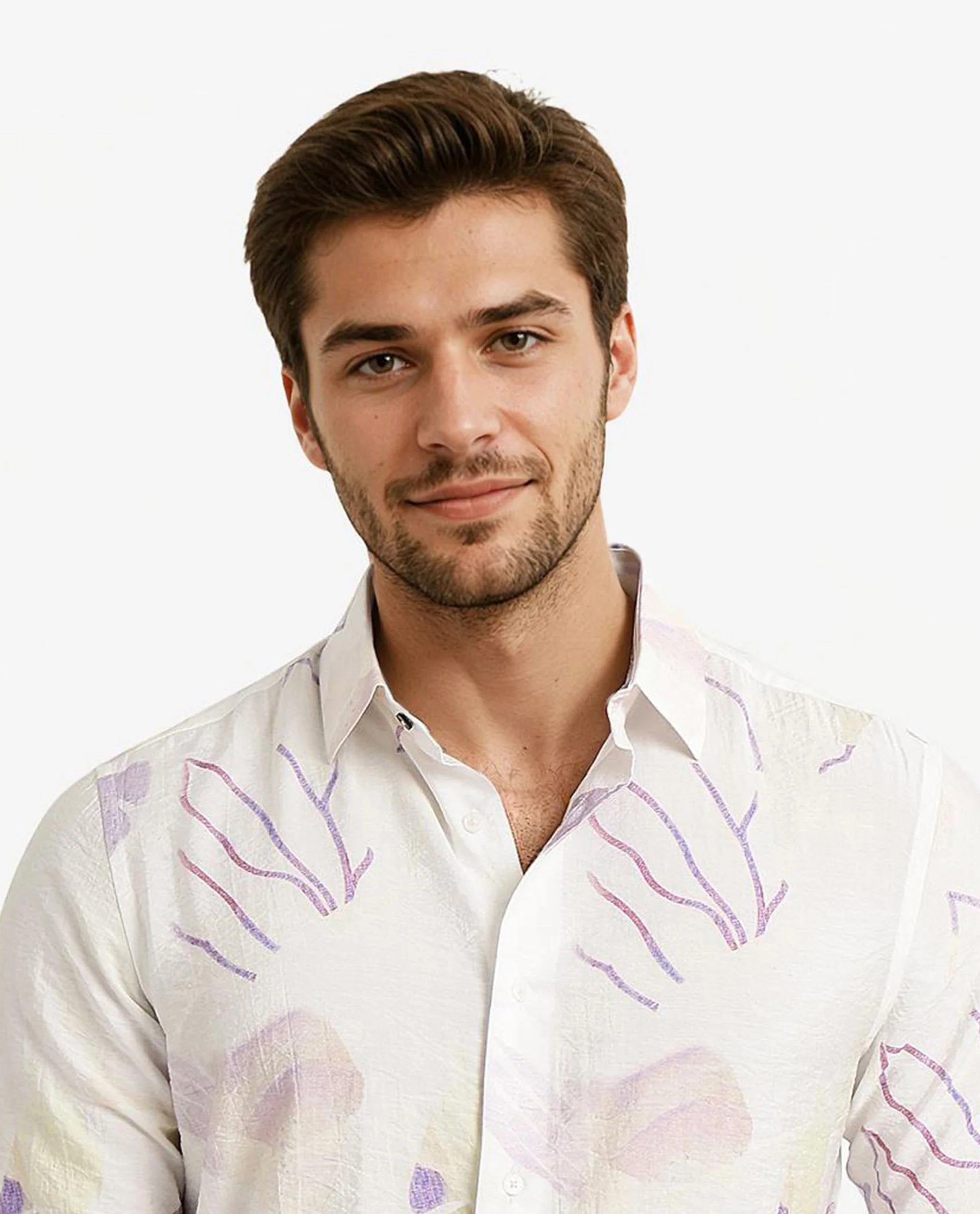 Rare Rabbit Men's Jazzy Off White Viscose Floral Print Regular Fit Full Sleeve Collared Shirt - Image 2