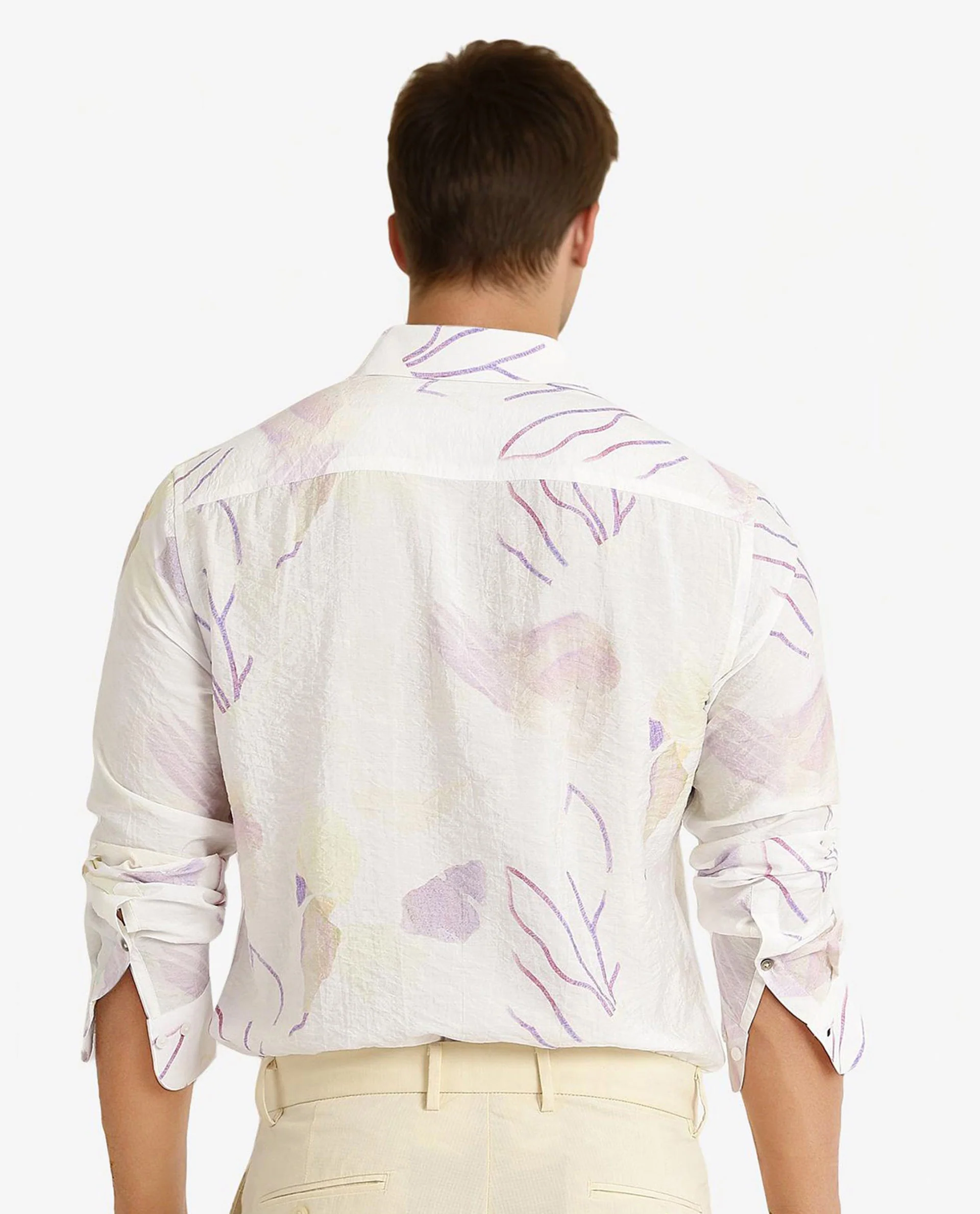 Rare Rabbit Men's Jazzy Off White Viscose Floral Print Regular Fit Full Sleeve Collared Shirt - Image 5