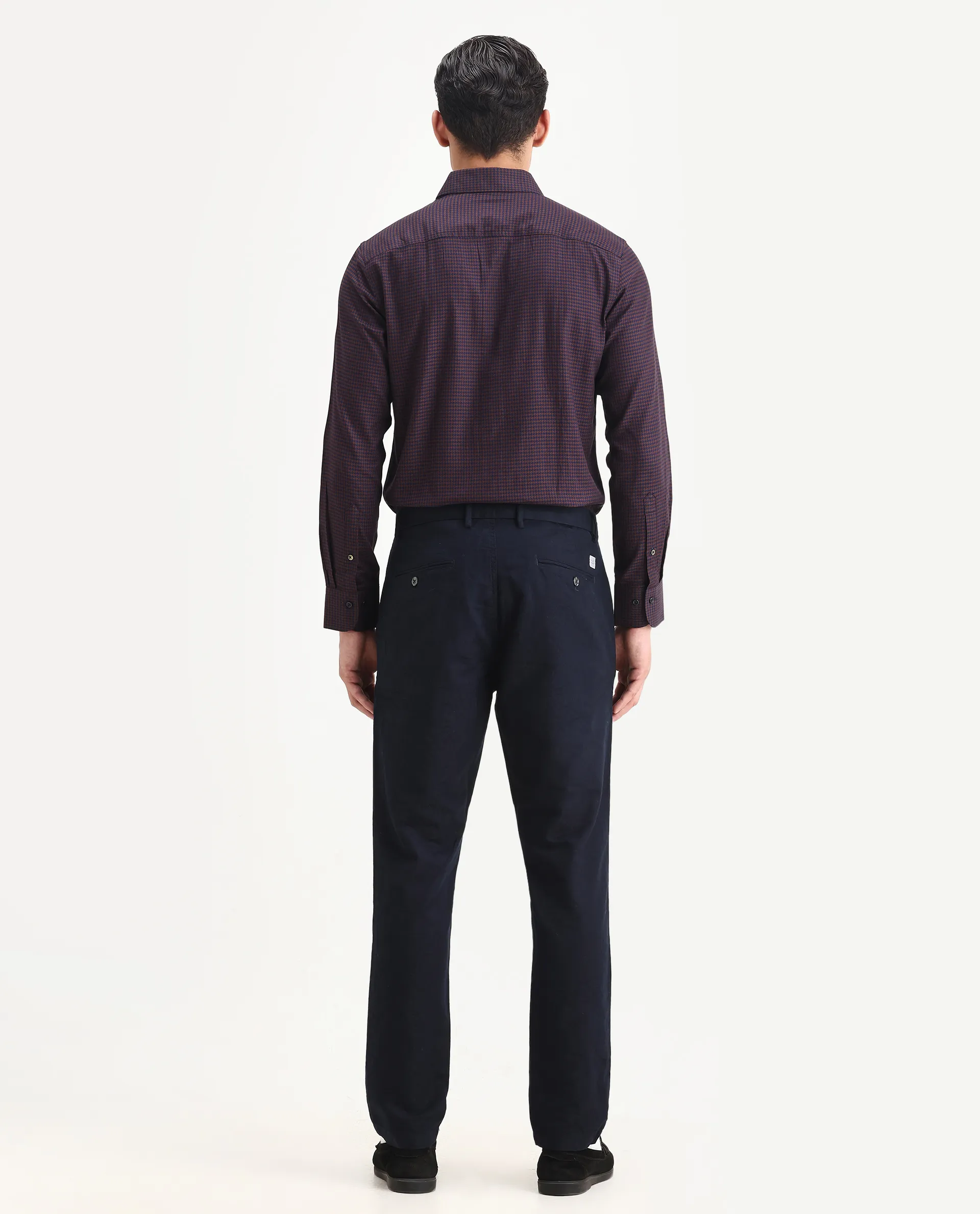 Rare Rabbit Men's Jeck-1 Navy Cotton Jacquard Regular Fit Trouser - Image 7