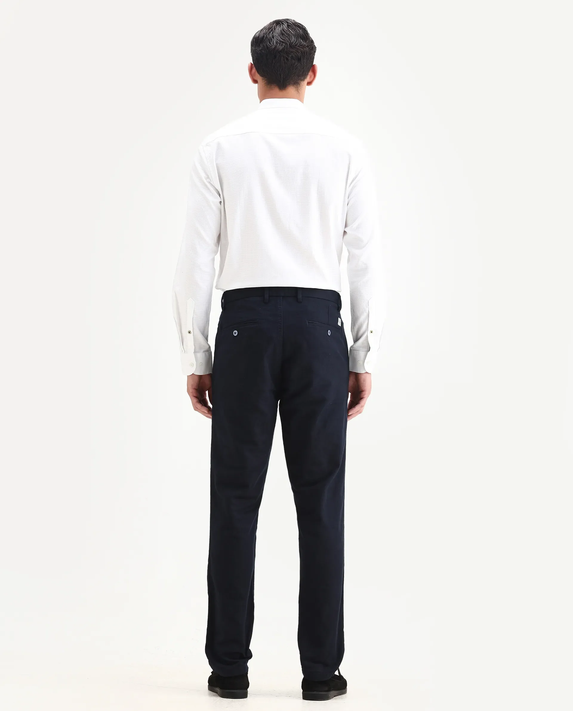 Rare Rabbit Men's Jeck-24 Navy Cotton Jacquard Regular Fit Trouser - Image 13