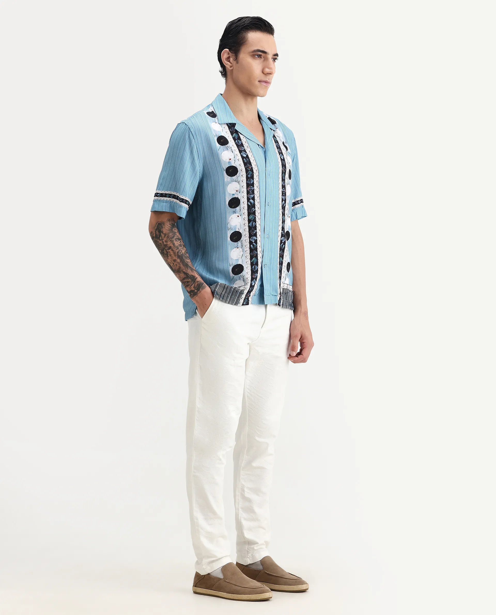 Rare Rabbit Men's Jeck-24 White Cotton Jacquard Regular Fit Trouser - Image 4