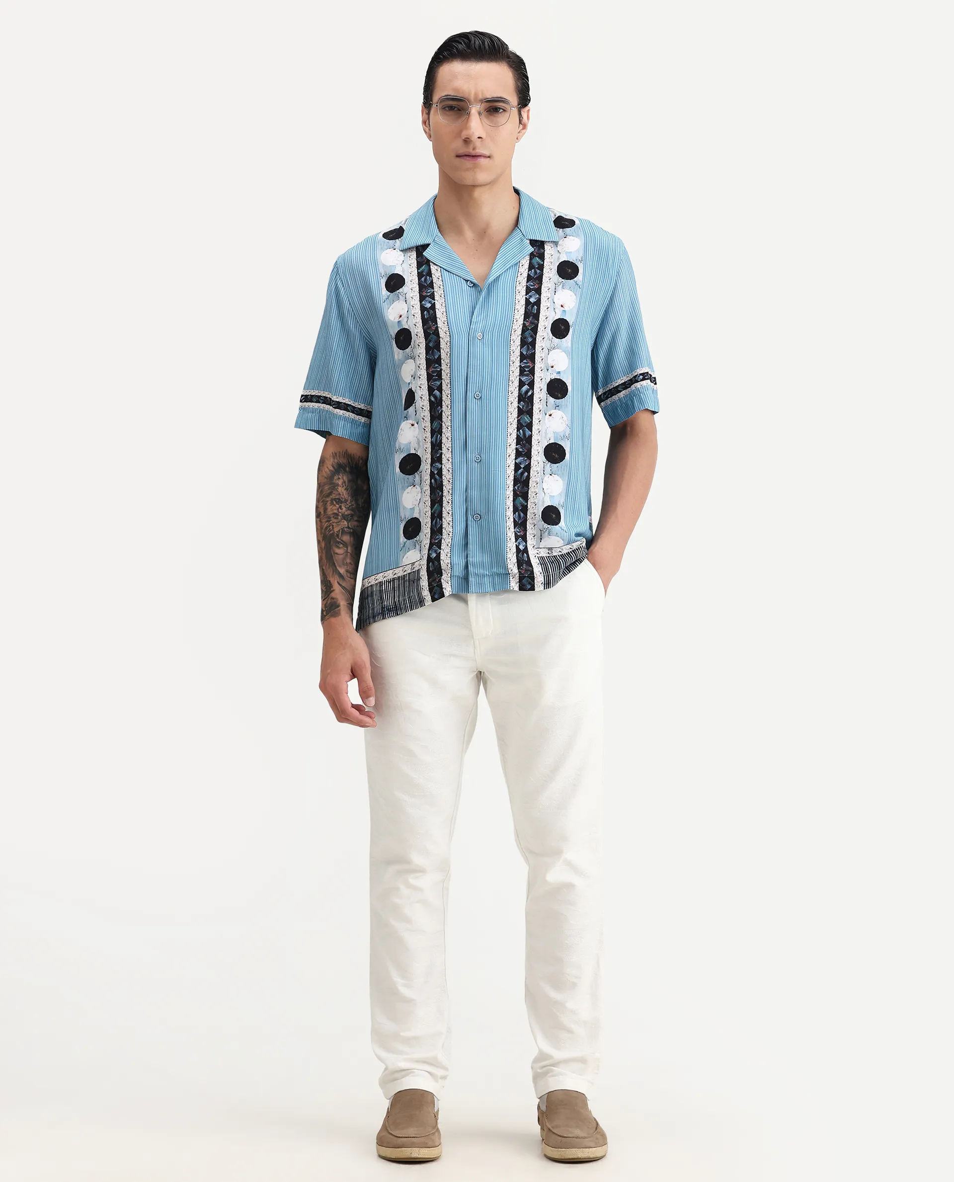 Rare Rabbit Men's Jeck-24 White Cotton Jacquard Regular Fit Trouser - Image 5