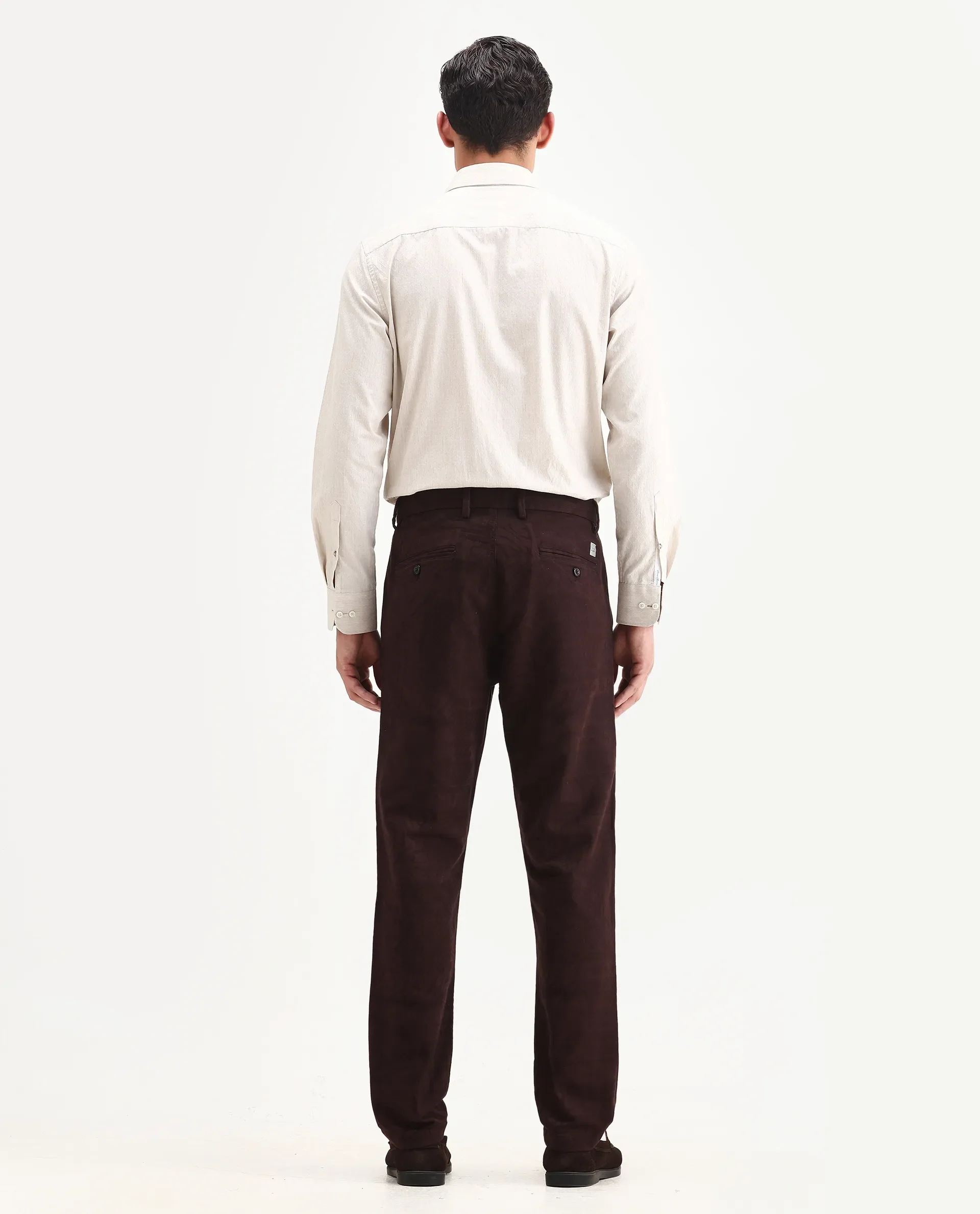 Rare Rabbit Men Jeck-Aw25 Dark Brown Cotton Fabric Button And Zip Closure Closure Jacquard Trouser - Image 8