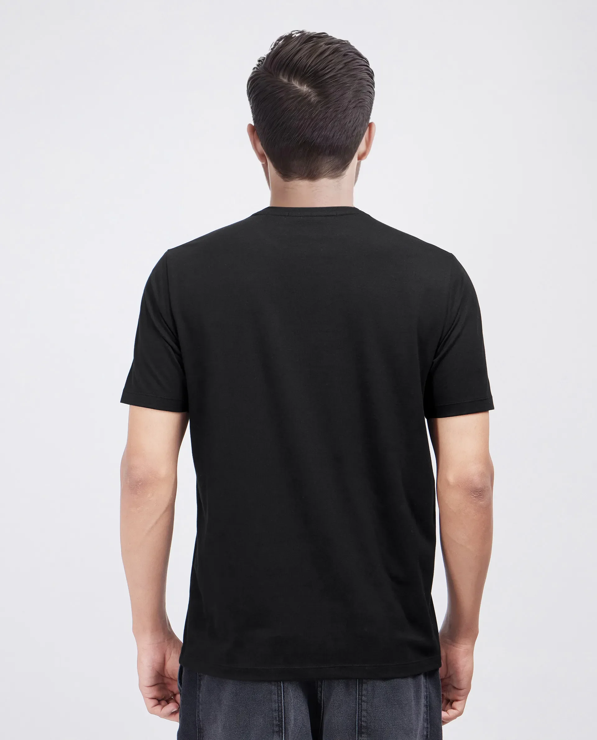 Rare Rabbit Men's Jed Black Cotton Blend Graphic Print Regular Fit Half Sleeve Crew Neck T-Shirt - Image 5