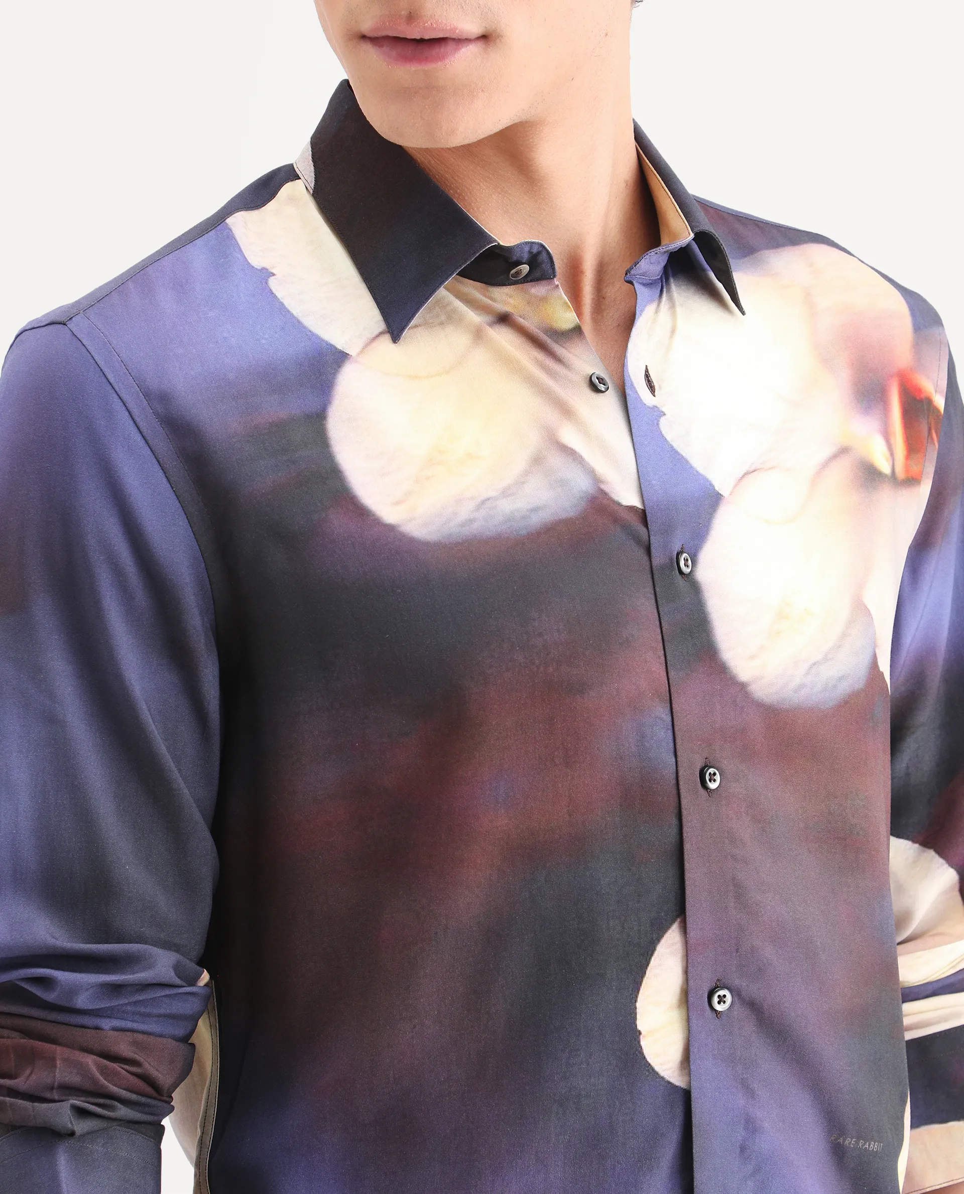 Rare Rabbit Men's Jemp 2 Purple Viscose Fabric Full Sleeve Spread Collar Regular Fit Floral Print Shirt - Image 3