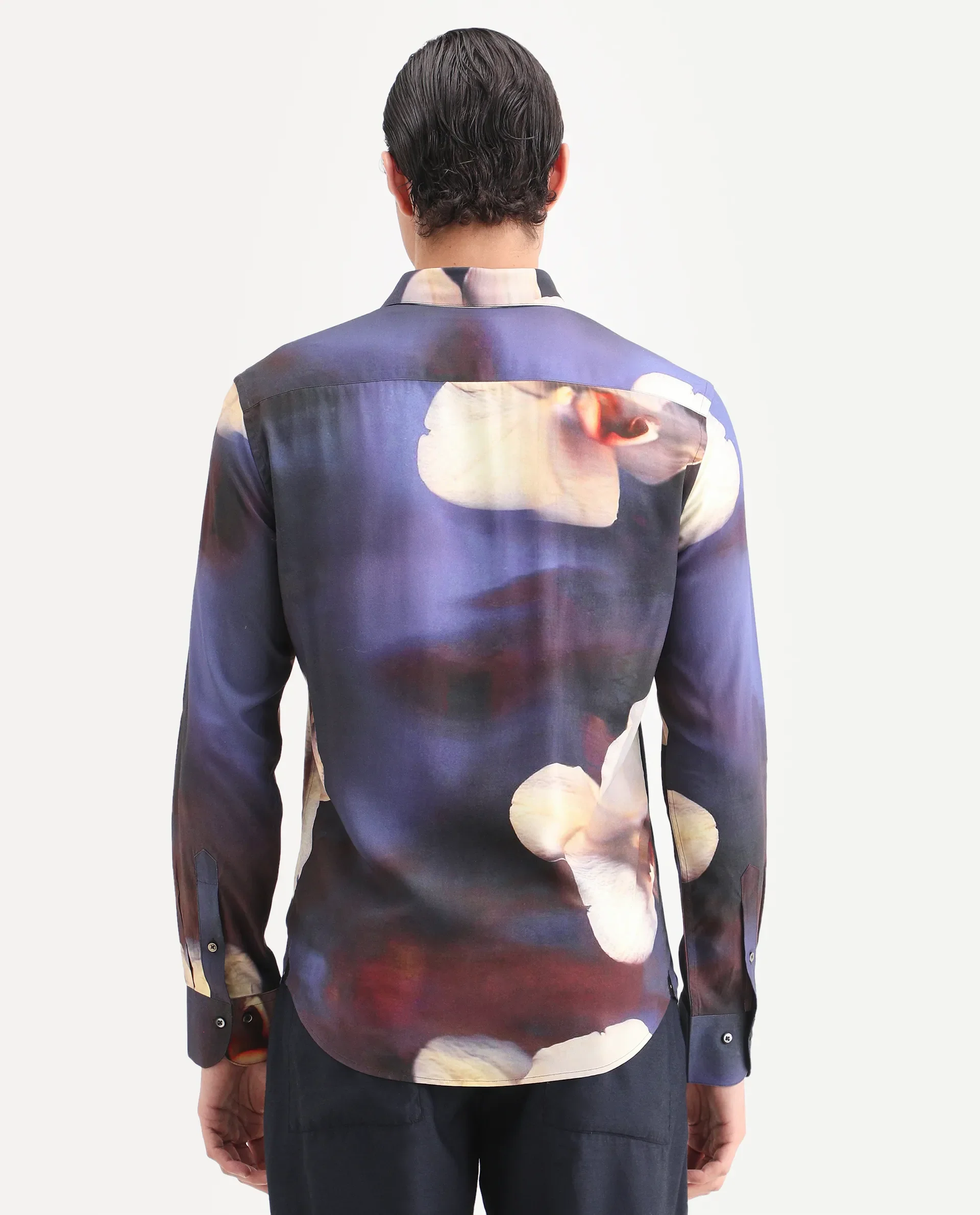 Rare Rabbit Men's Jemp 2 Purple Viscose Fabric Full Sleeve Spread Collar Regular Fit Floral Print Shirt - Image 7