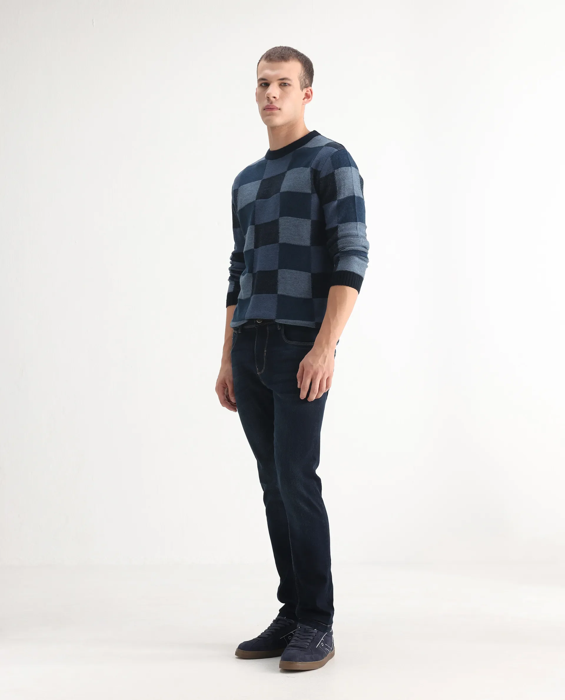 Rare Rabbit Men's Jena Dusky Blue Cotton Blend Plain Hawk Slim Fit Jeans - Image 5