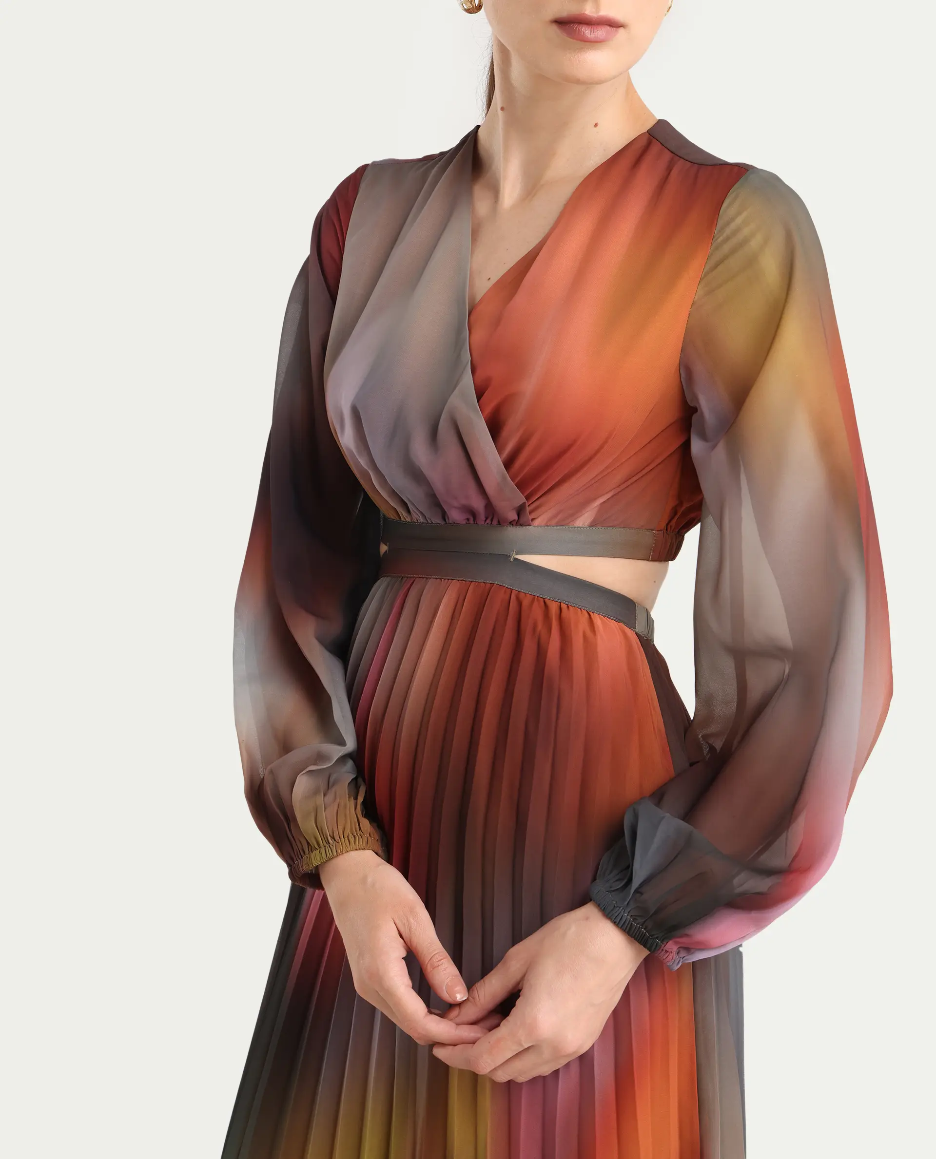 Rareism Women Jencos Multi Round Neck Pull On Flared Maxi Printed Dress - Image 5